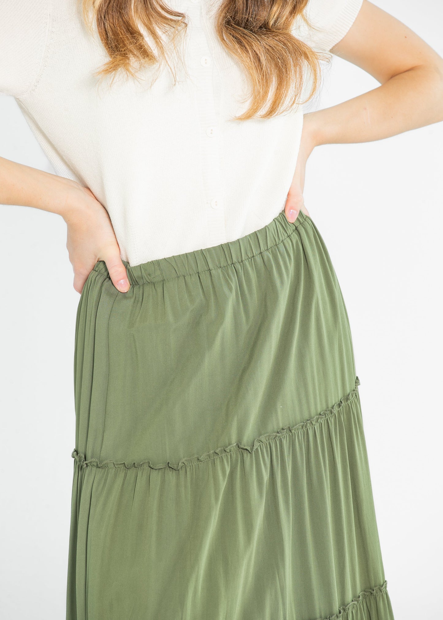 Tiered Elastic Waist Maxi Skirt - FINAL SALE