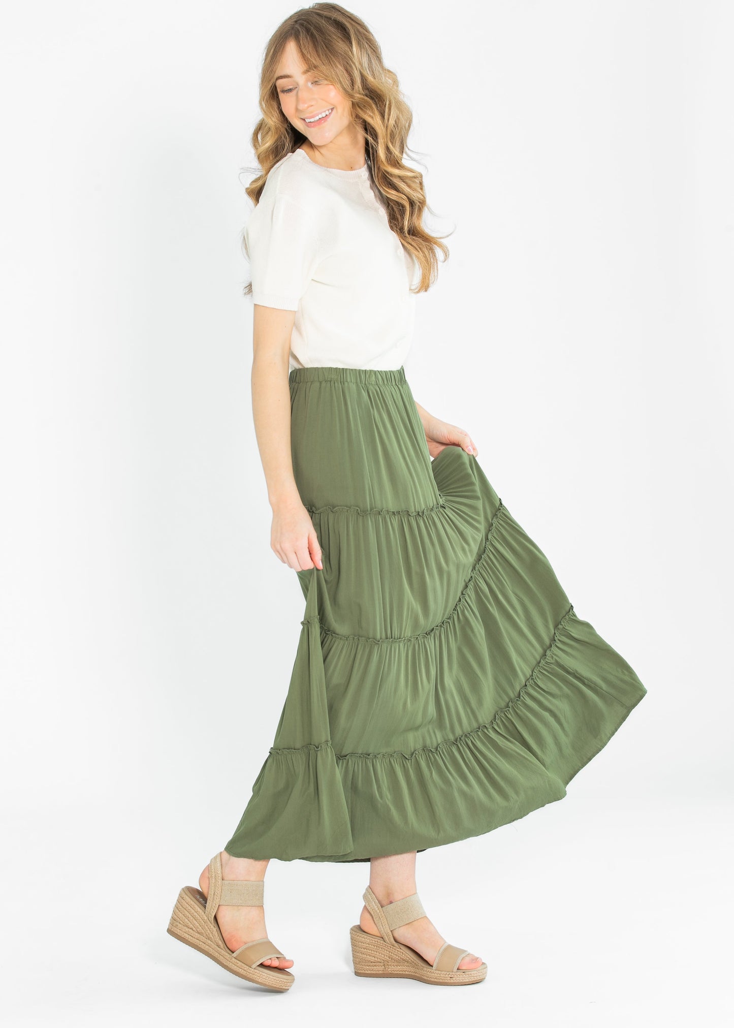 Tiered Elastic Waist Maxi Skirt - FINAL SALE