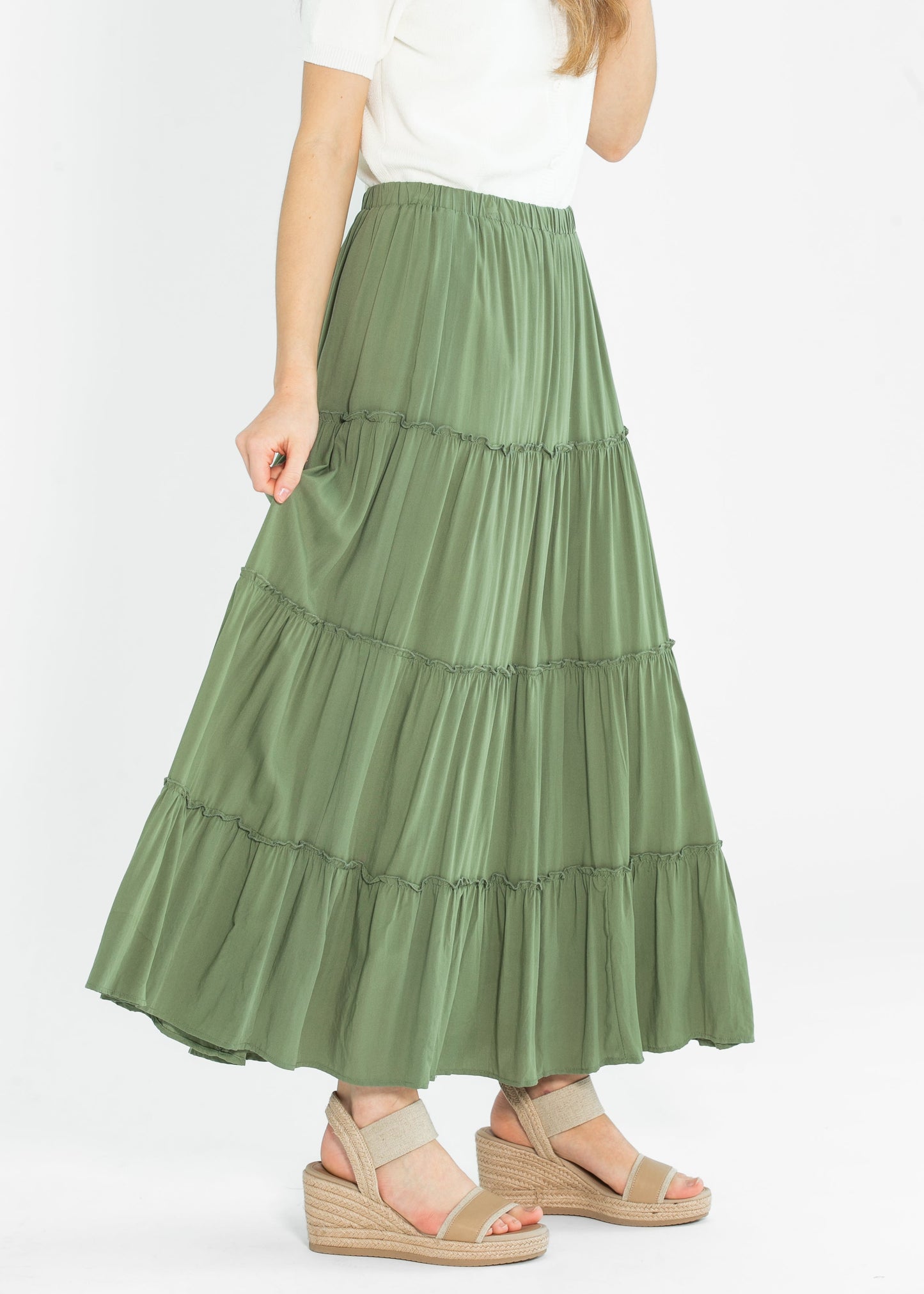 Tiered Elastic Waist Maxi Skirt - FINAL SALE