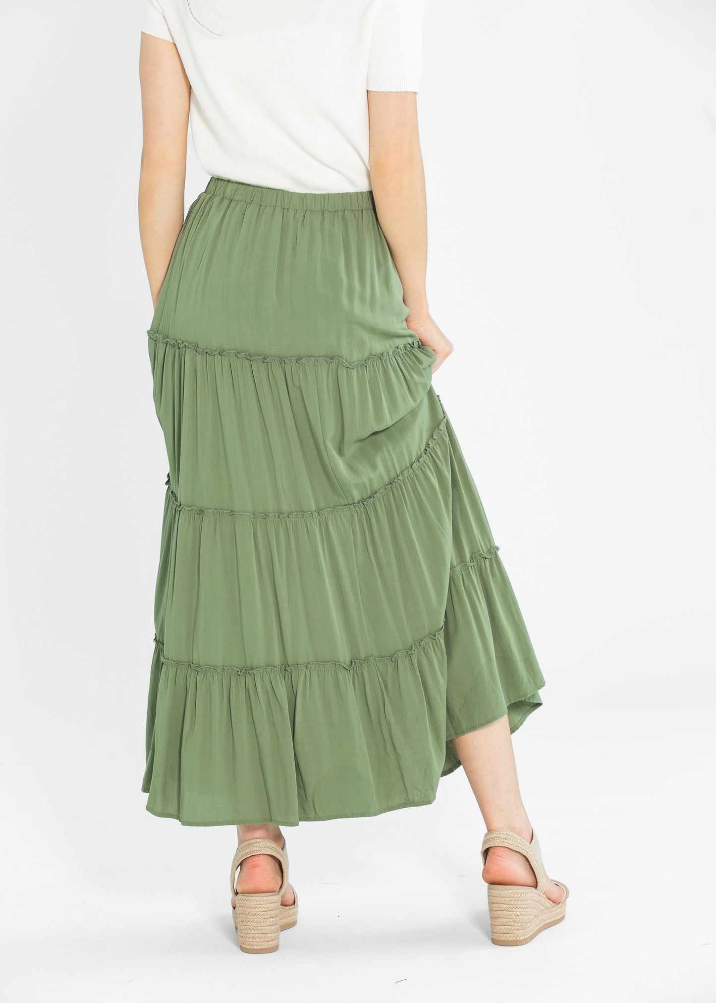 Tiered Elastic Waist Maxi Skirt - FINAL SALE