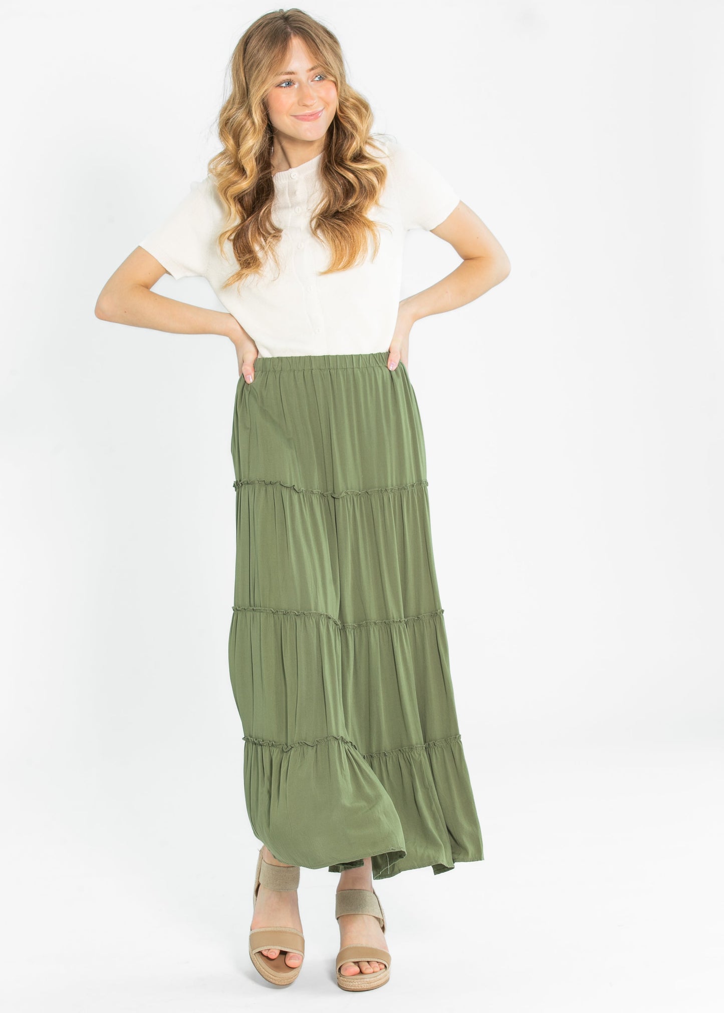 Tiered Elastic Waist Maxi Skirt - FINAL SALE