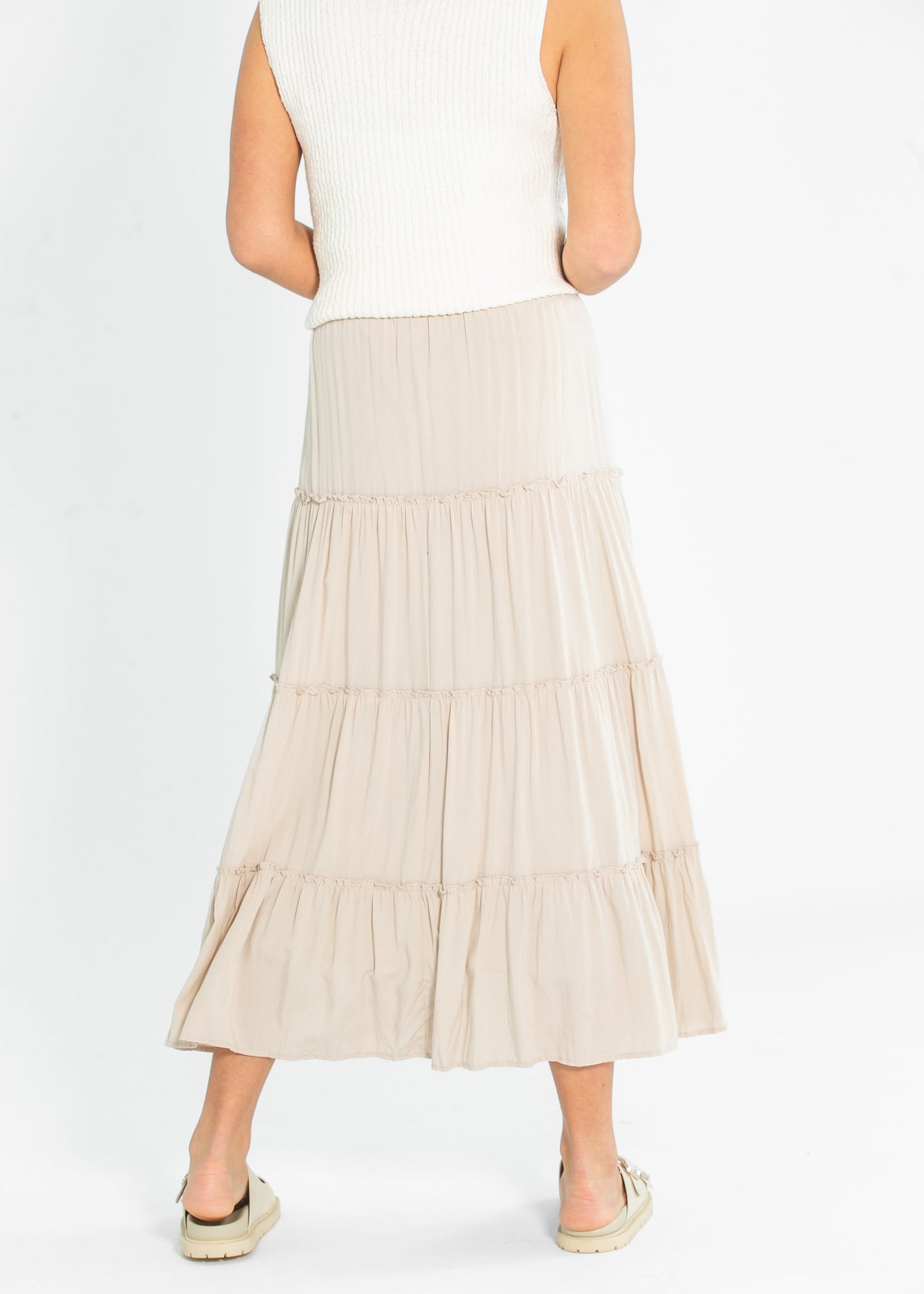 Tiered Elastic Waist Maxi Skirt - FINAL SALE
