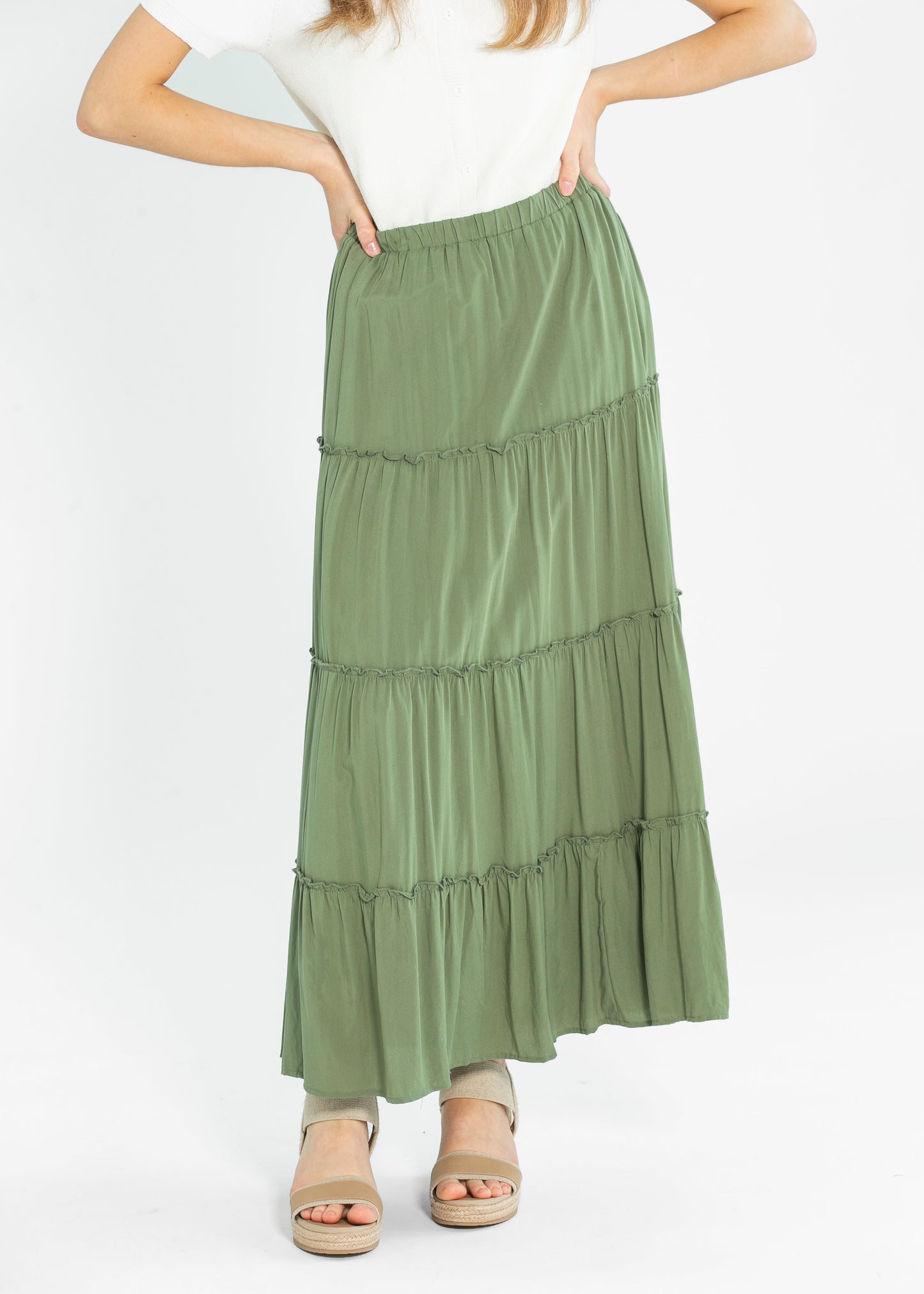 Tiered Elastic Waist Maxi Skirt - FINAL SALE