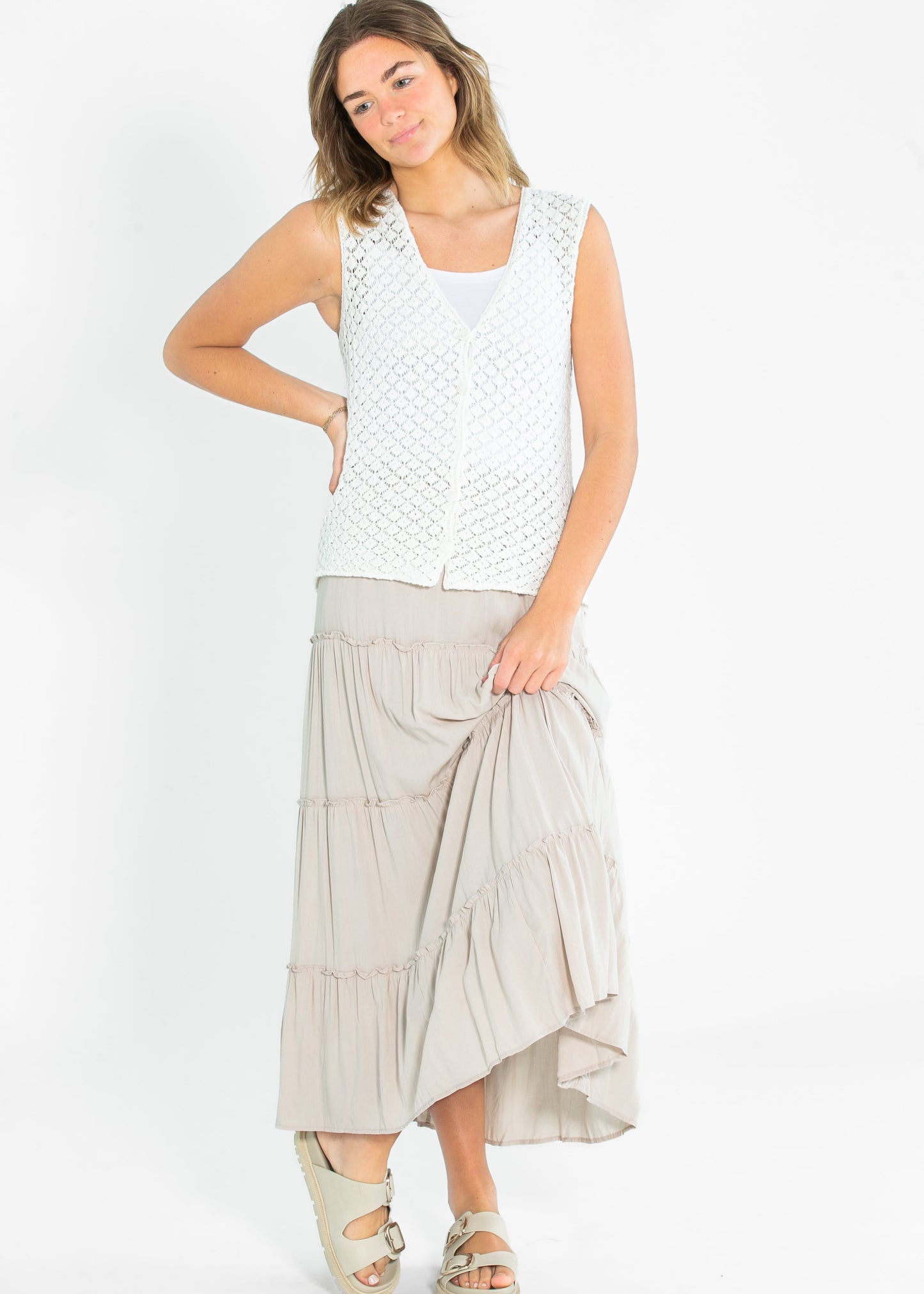 Tiered Elastic Waist Maxi Skirt - FINAL SALE