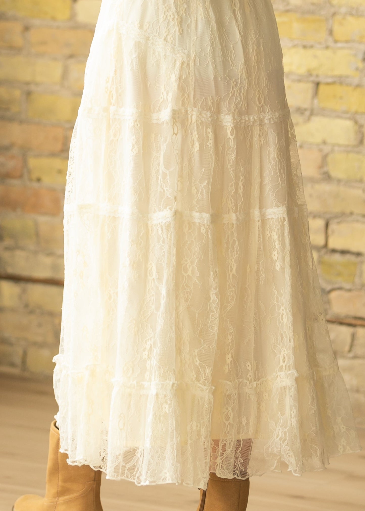 Tiered Lace Midi Skirt
