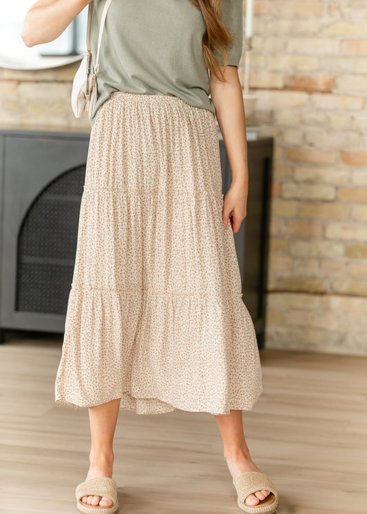 Tiered Ruffle Trim Maxi Skirt
