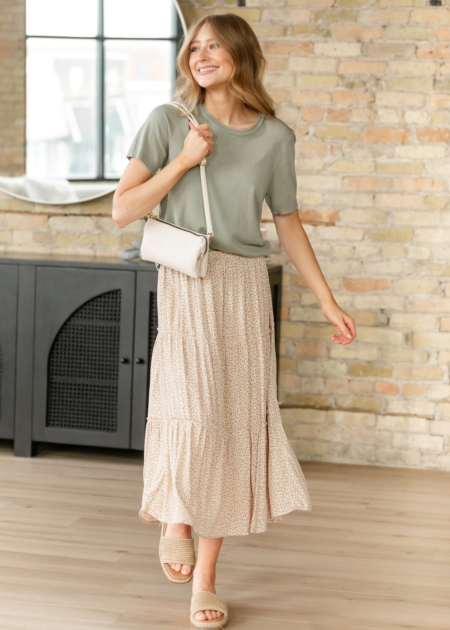 Tiered Ruffle Trim Maxi Skirt