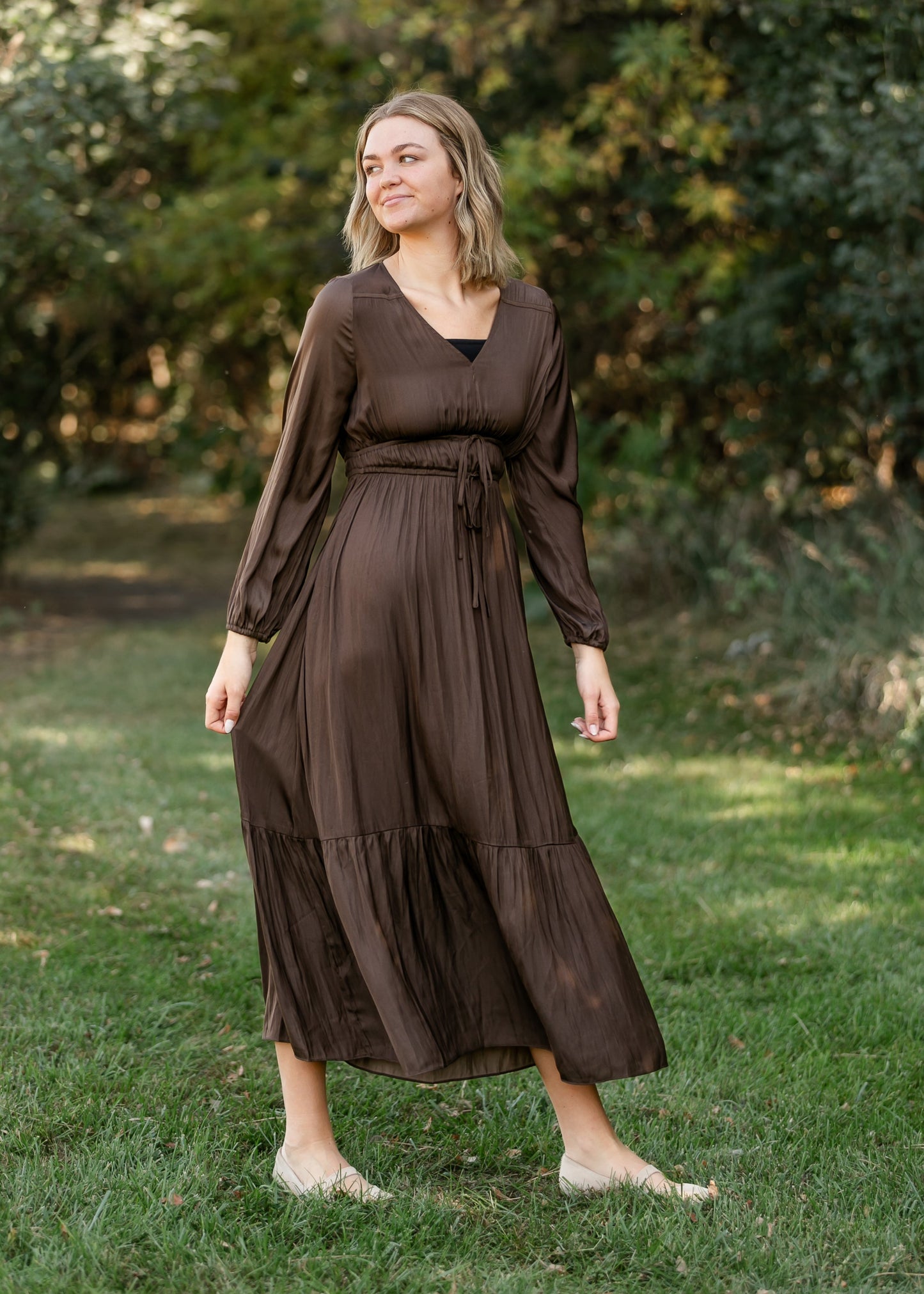 Tiered Satin Maxi Dress - FINAL SALE