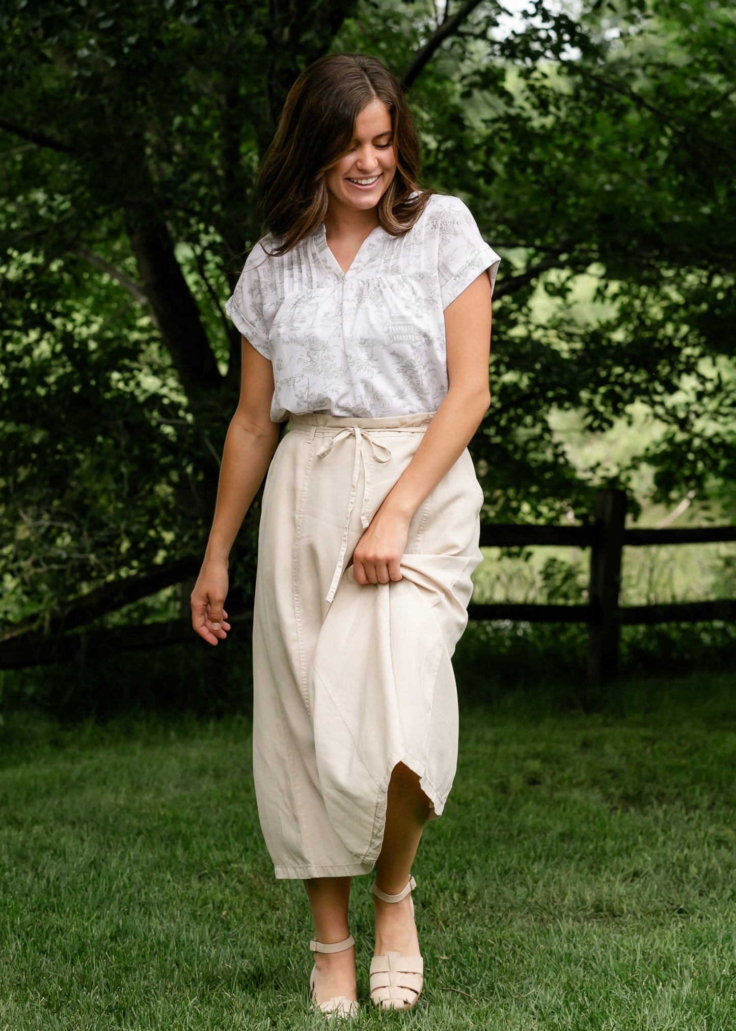Toile Print Short Sleeve Top - FINAL SALE