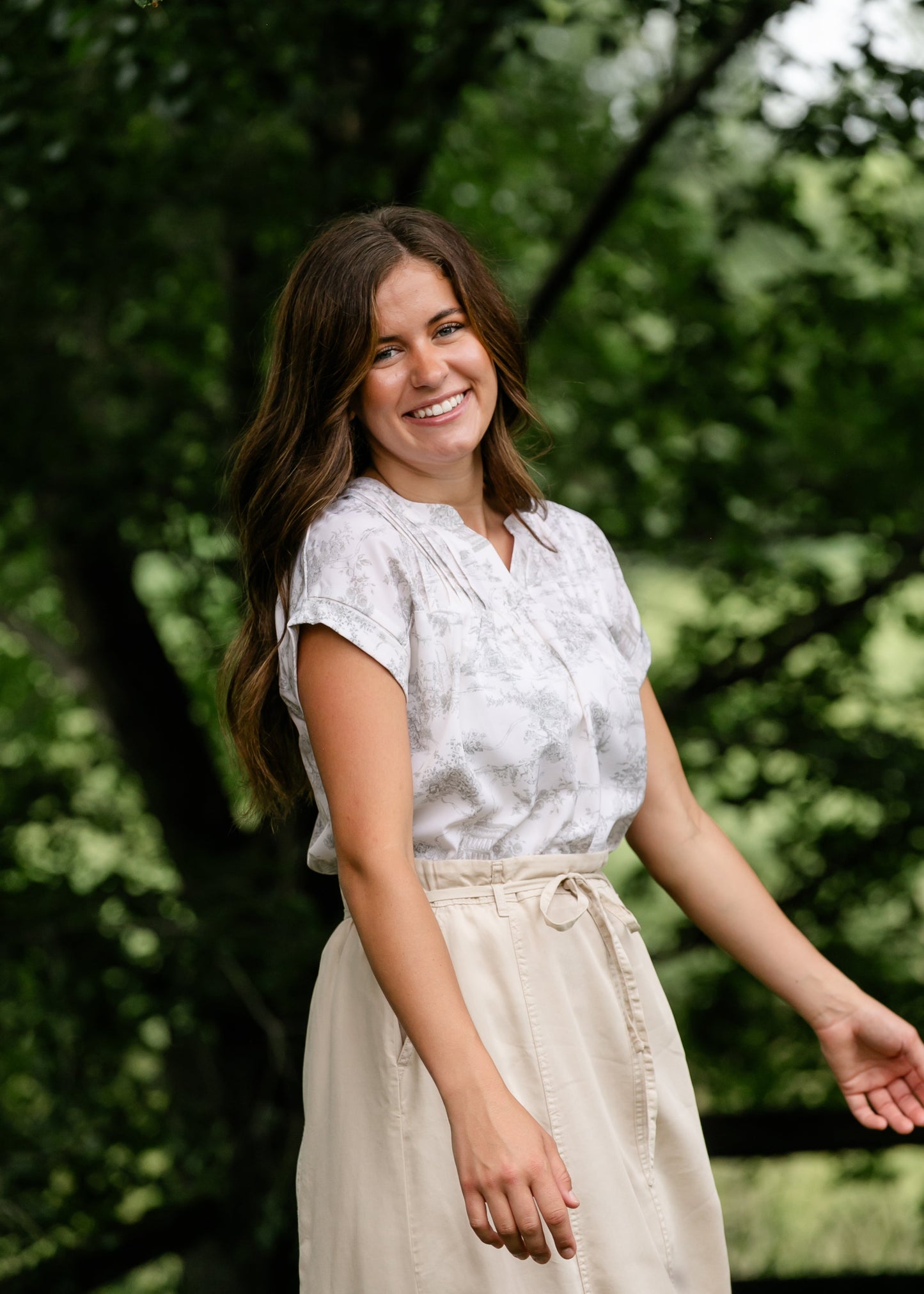 Toile Print Short Sleeve Top - FINAL SALE