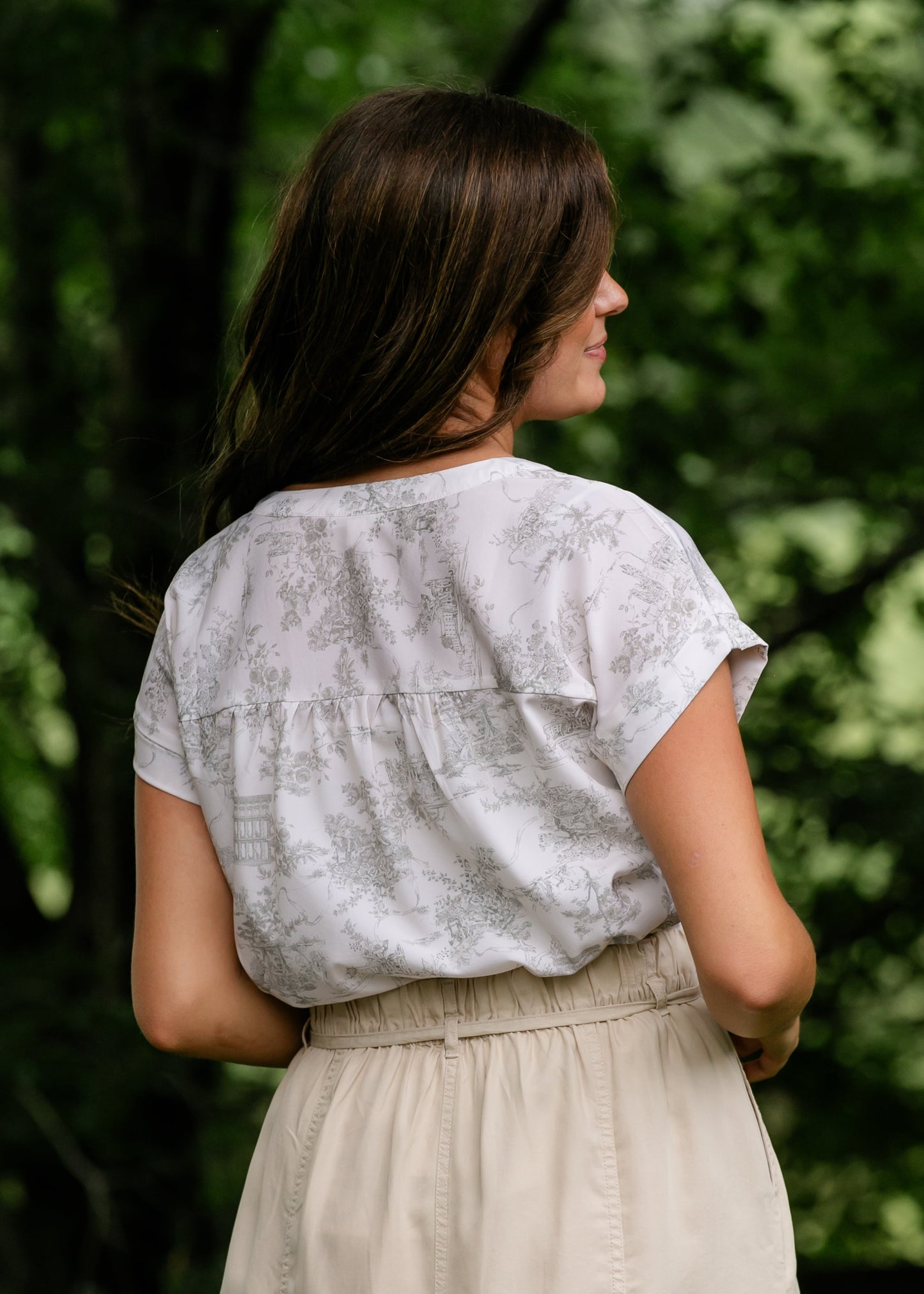 Toile Print Short Sleeve Top - FINAL SALE