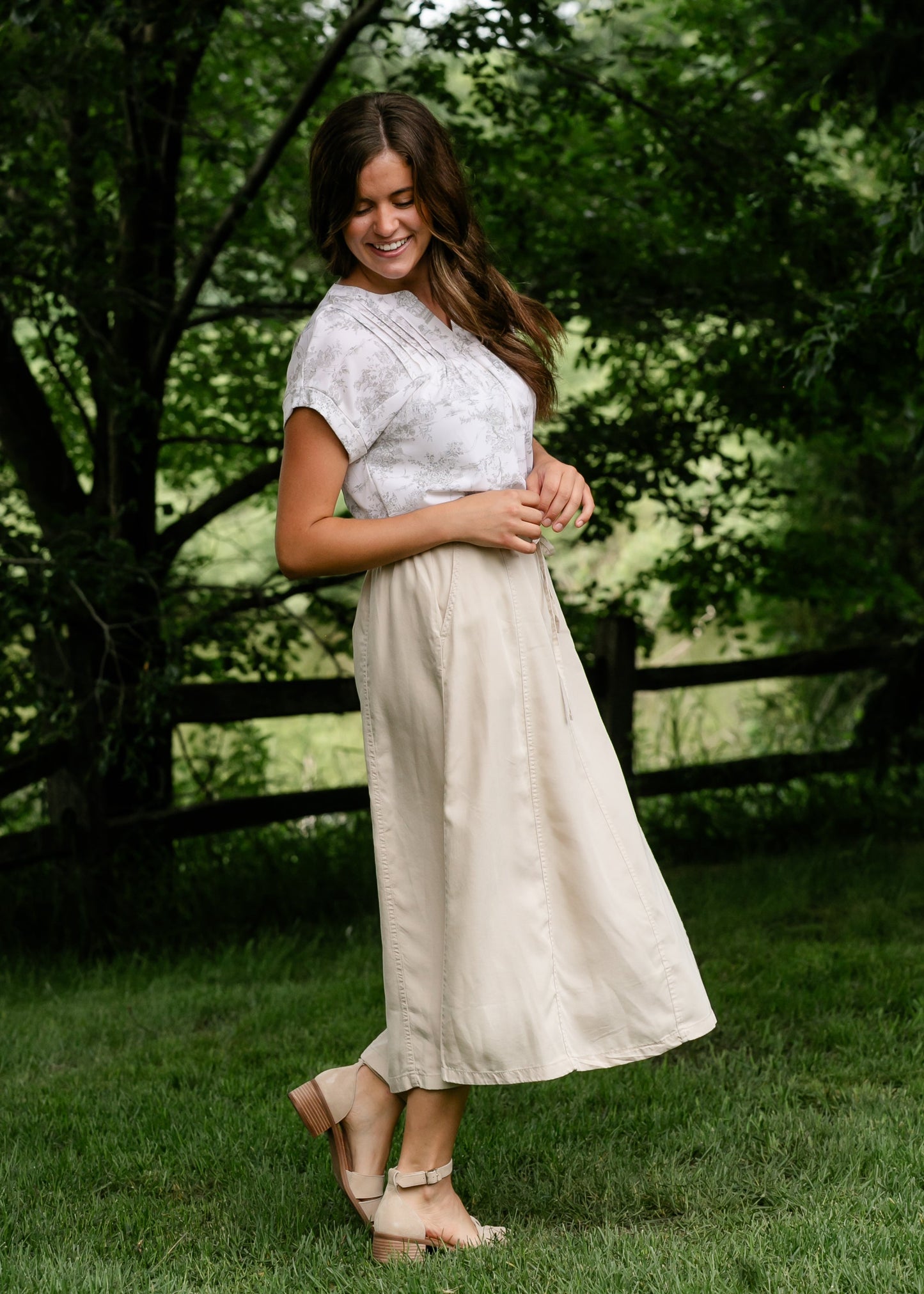Toile Print Short Sleeve Top - FINAL SALE
