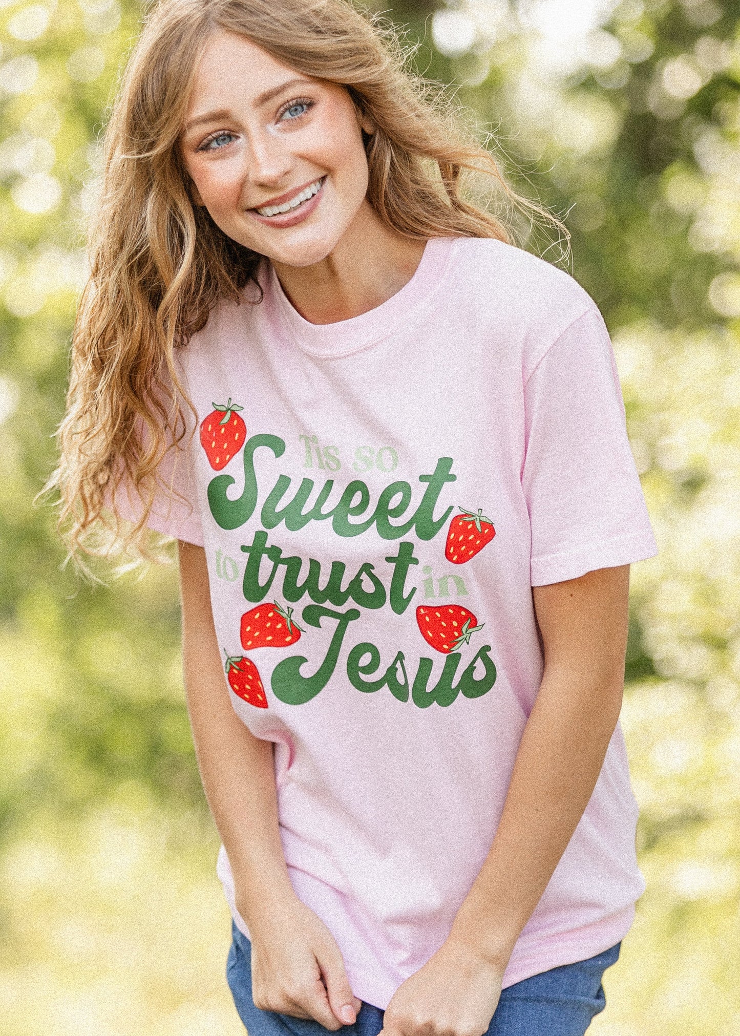 Trust In Jesus Strawberry Graphic Tee - FINAL SALE