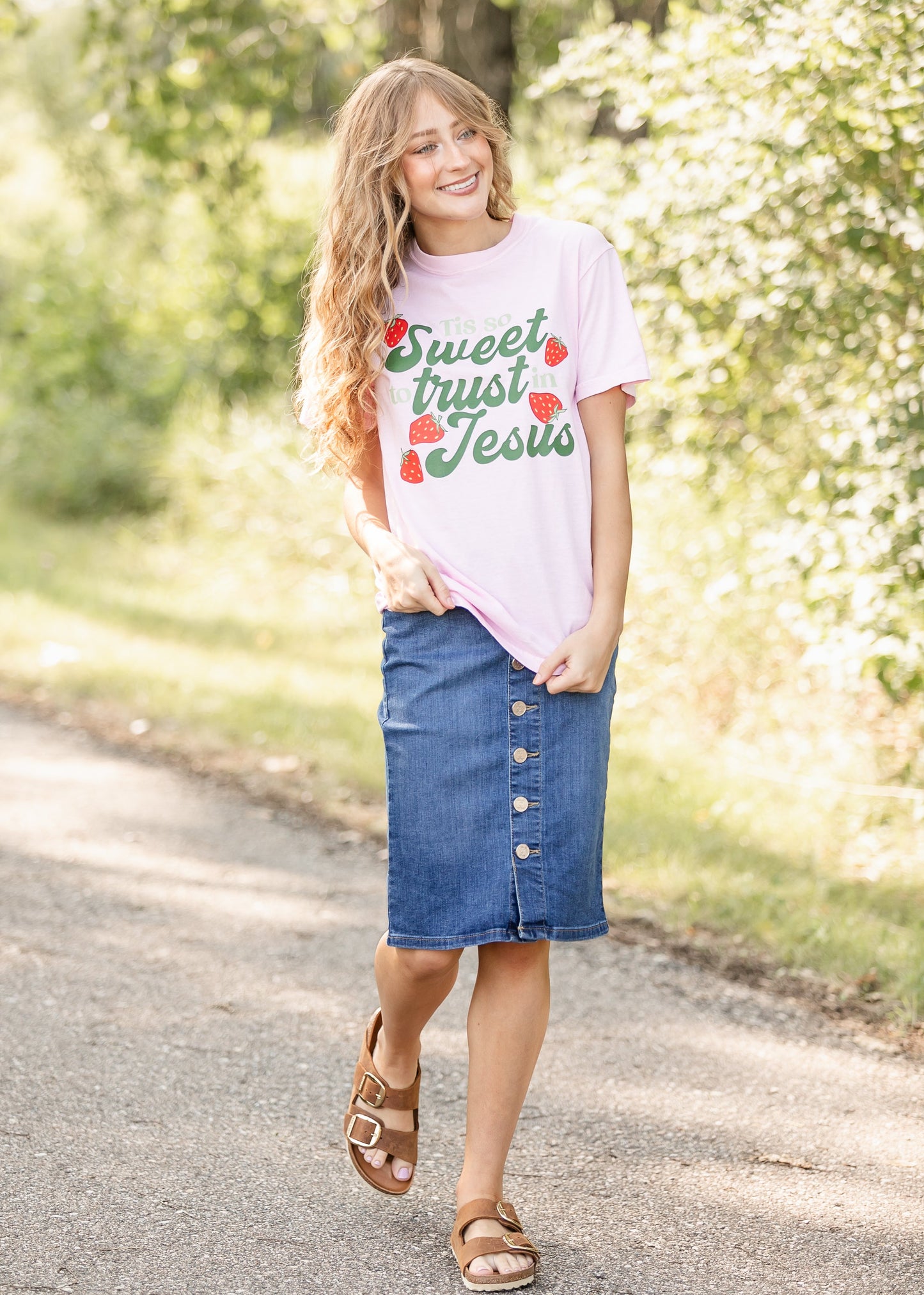 Trust In Jesus Strawberry Graphic Tee - FINAL SALE