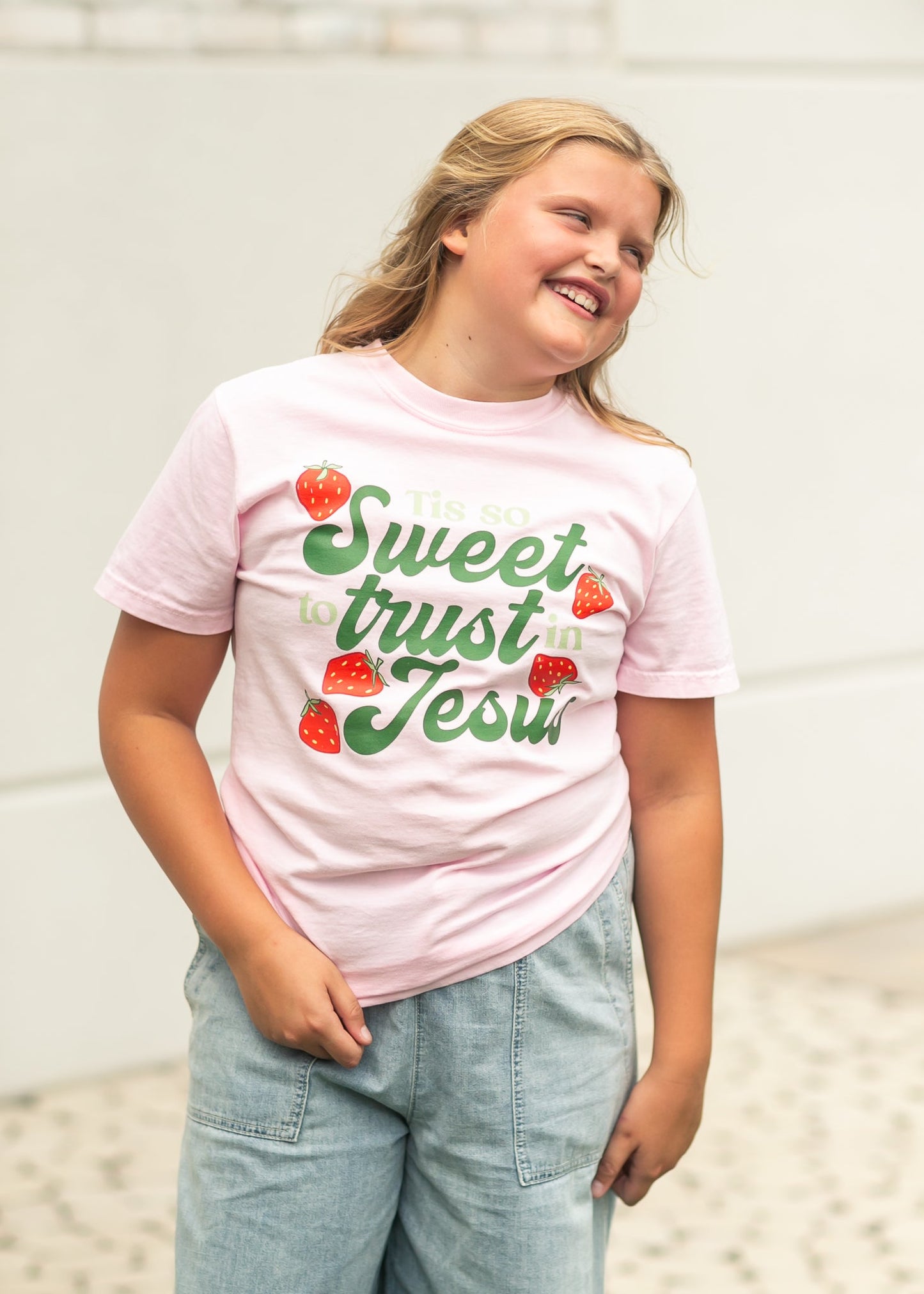 Trust In Jesus Strawberry Graphic Tee - FINAL SALE