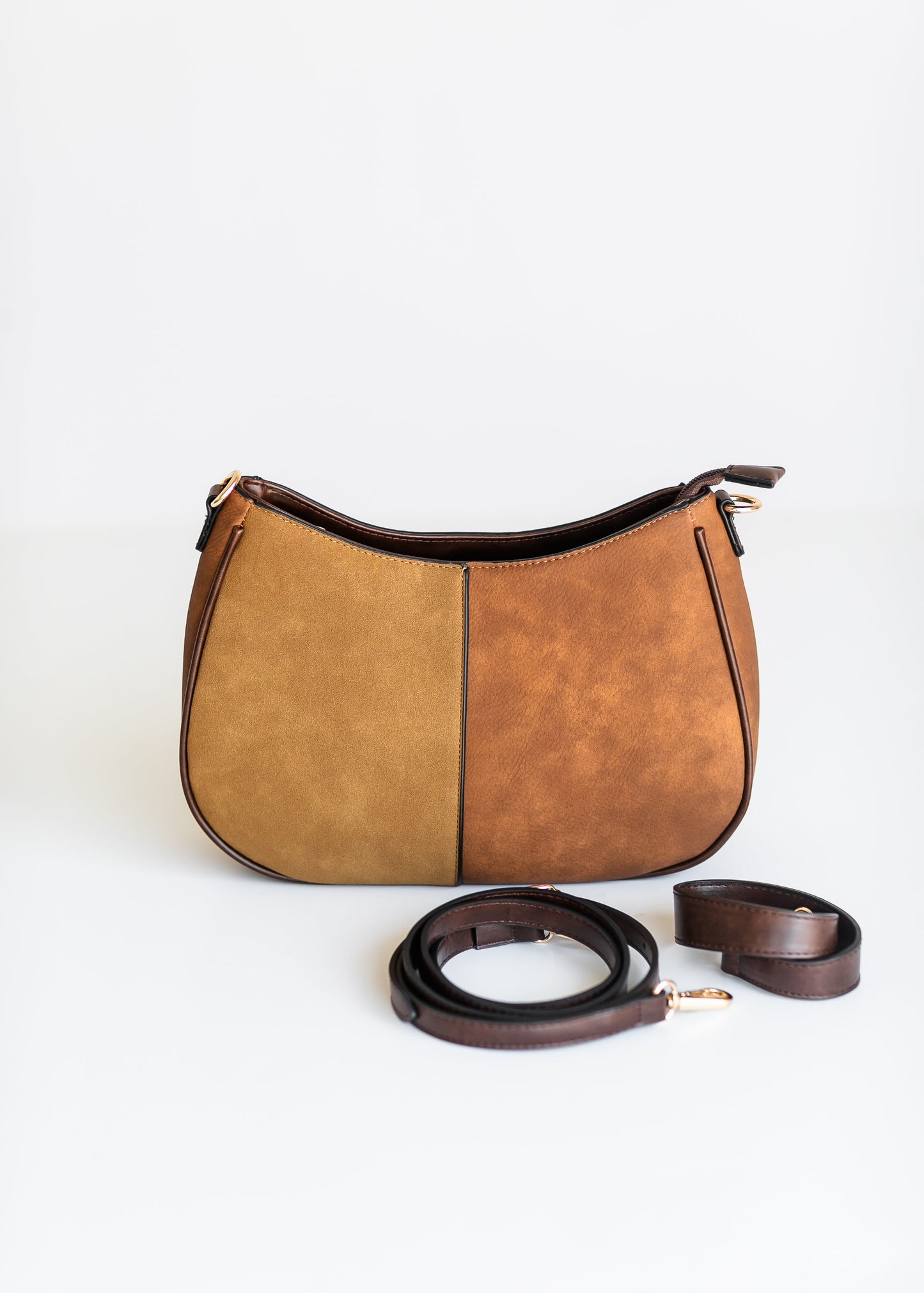Two-Tone Distressed Crossbody Bag