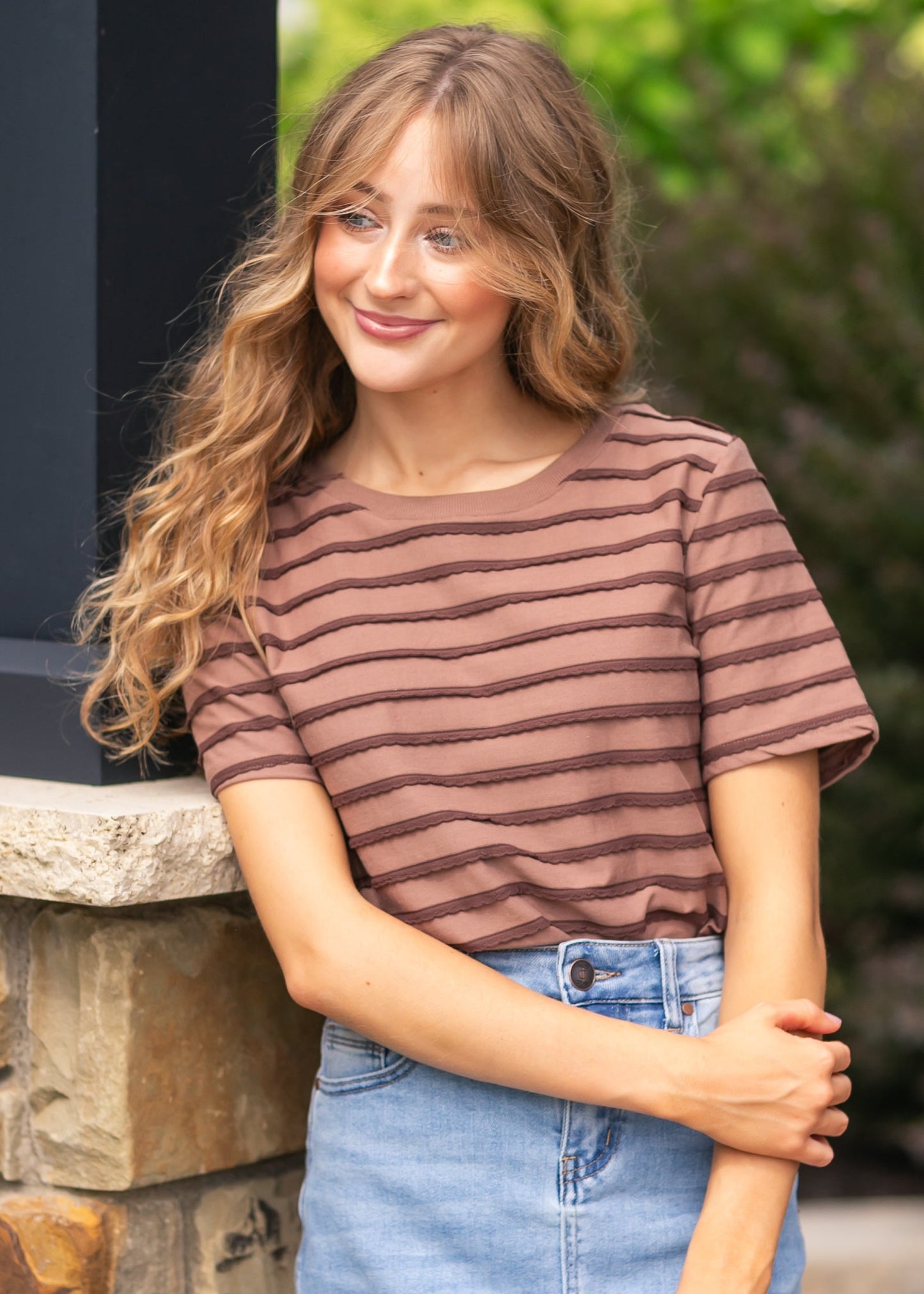 Two Tone Stripe Top - FINAL SALE