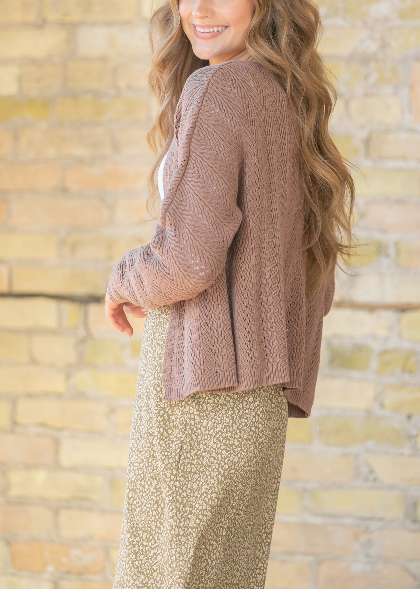V Eyelet Crochet Cardigan