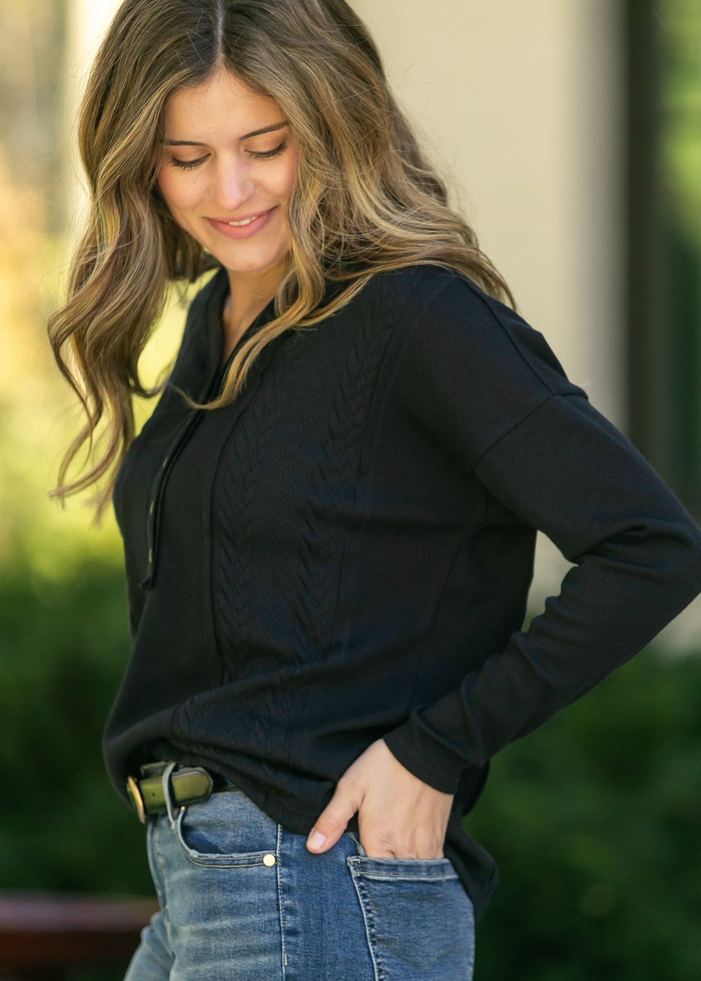 V-Neck Button Down Henley Knit Top - FINAL SALE