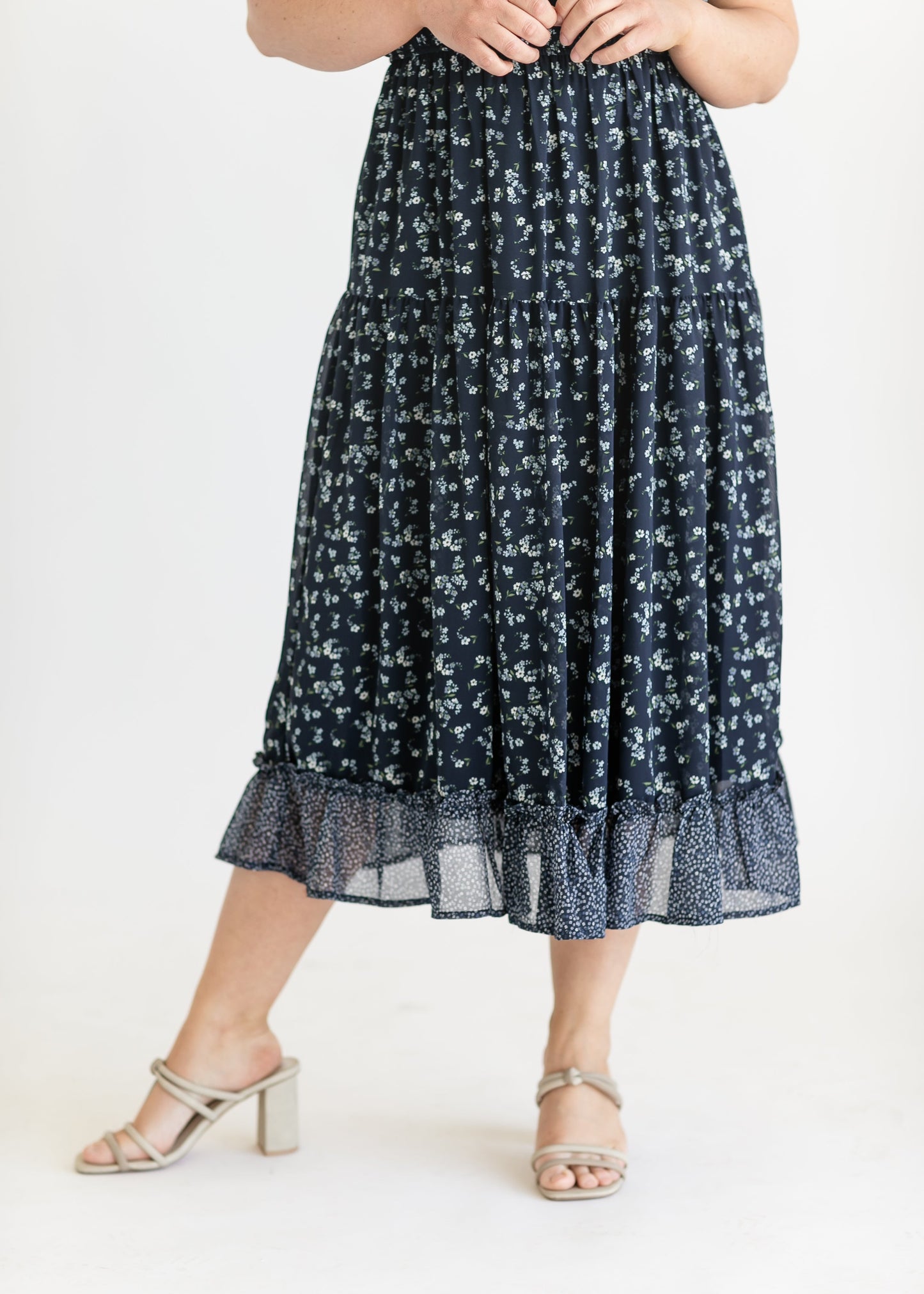 V-neck Ruffle Sleeve Floral Midi Dress - FINAL SALE