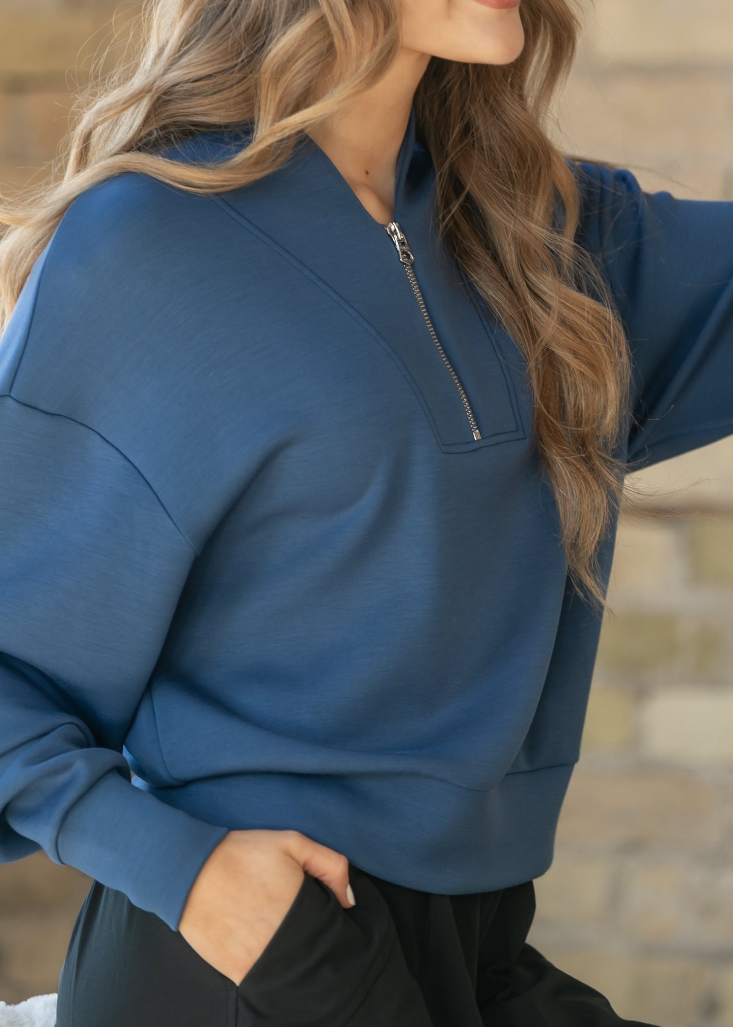 Varley® Blue Davidson Quarter Zip Sweatshirt
