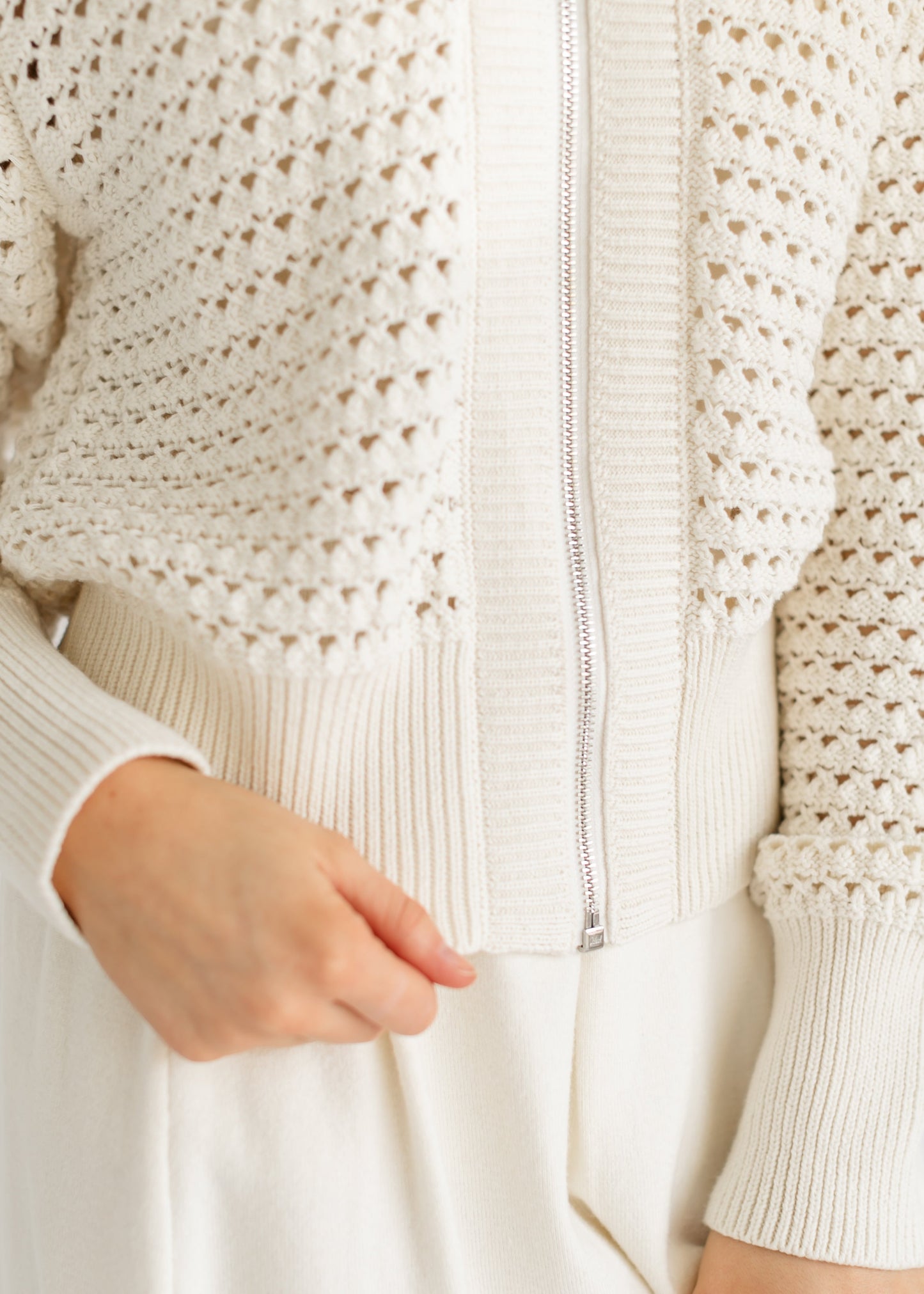 VARLEY® Eloise Full Zip Open Knit Cardigan
