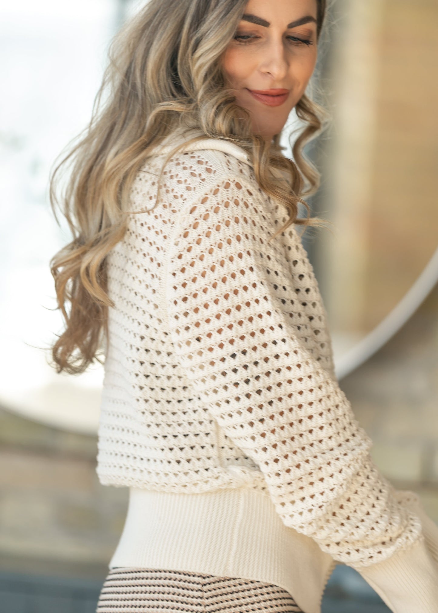 VARLEY® Eloise Full Zip Open Knit Cardigan