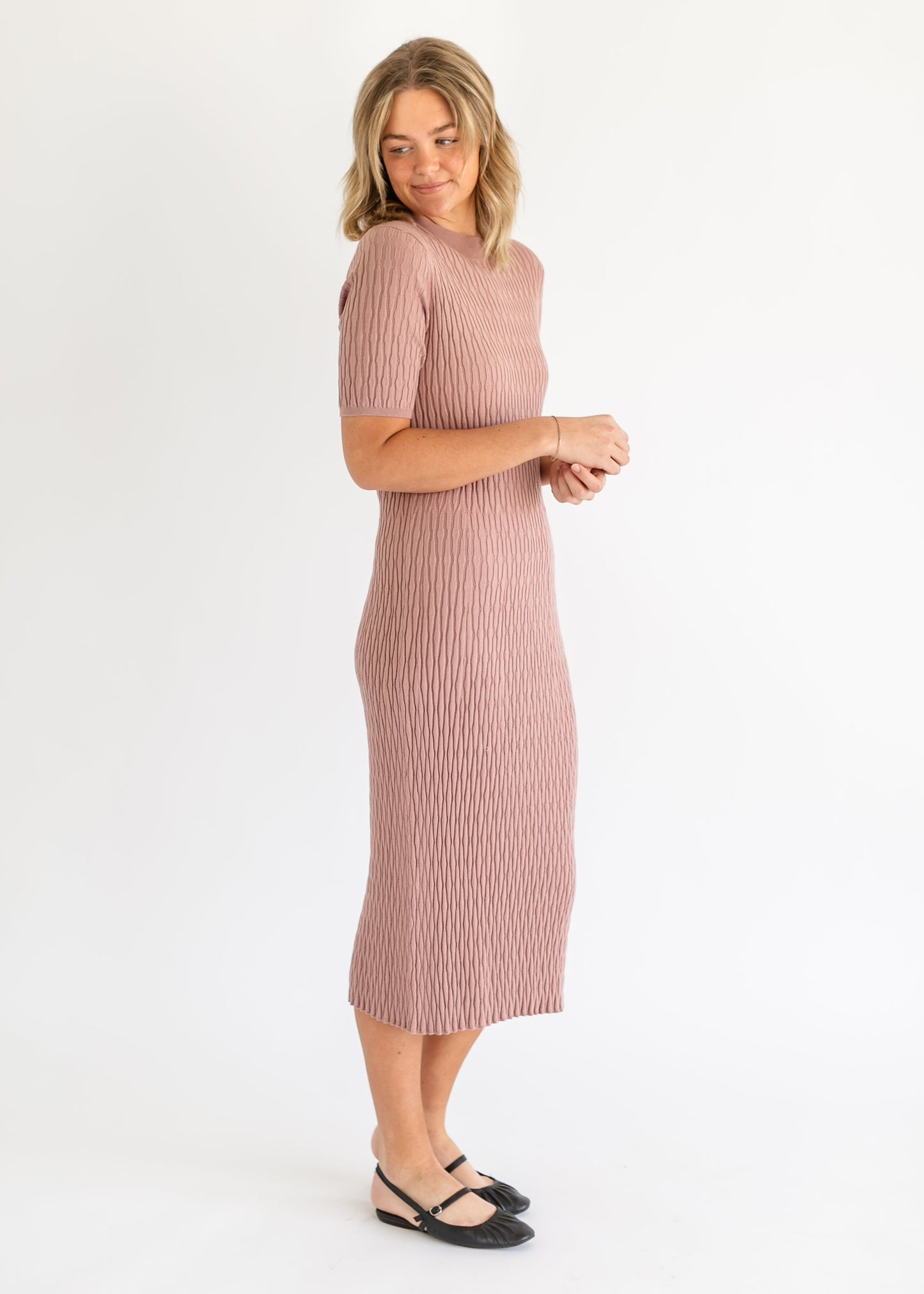 VARLEY® Fara Textured Knit Midi Dress