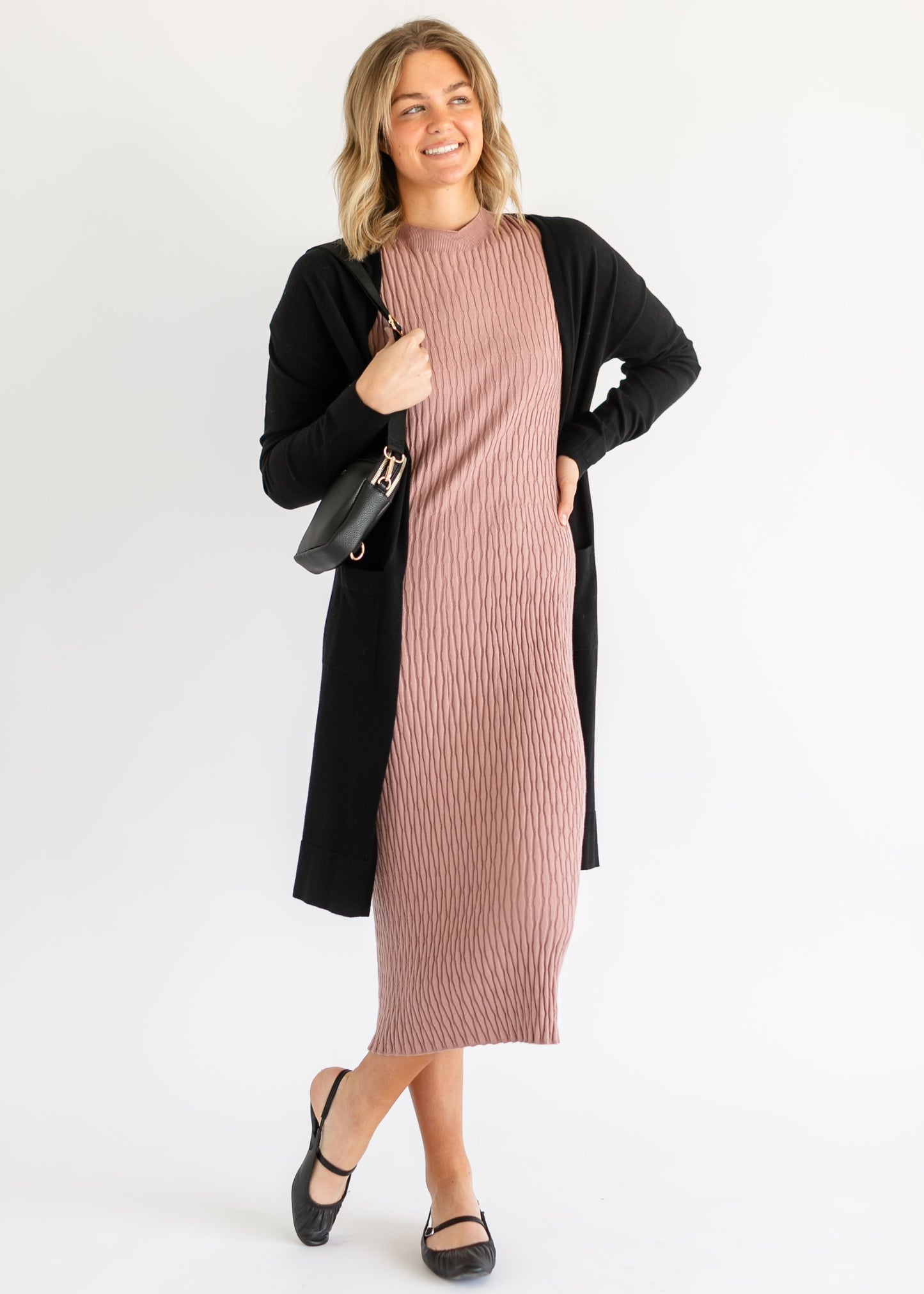 VARLEY® Fara Textured Knit Midi Dress