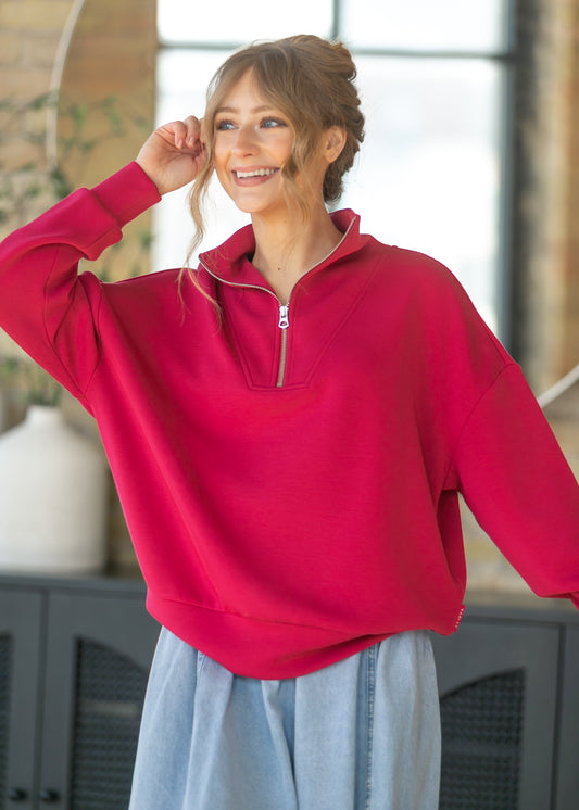 Varley® Red Hawley Half Zip Sweatshirt