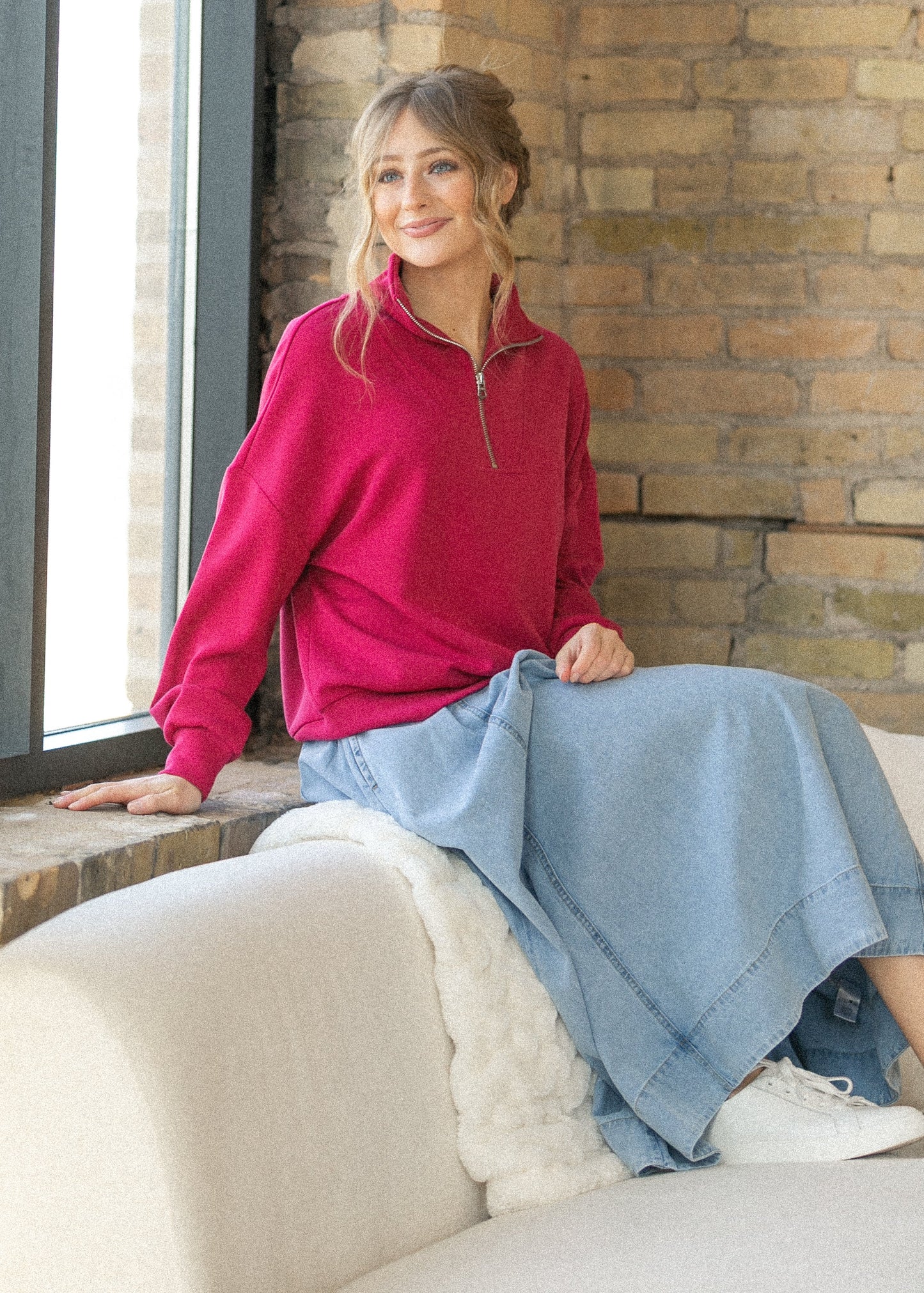 Varley® Red Hawley Half Zip Sweatshirt