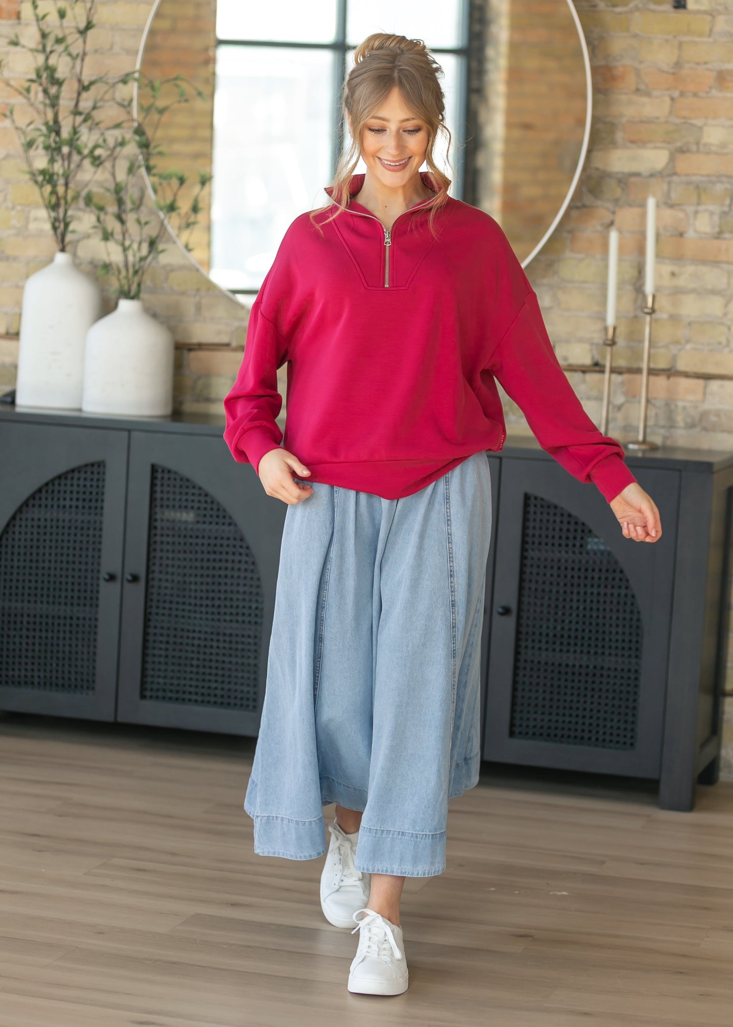 Varley® Red Hawley Half Zip Sweatshirt