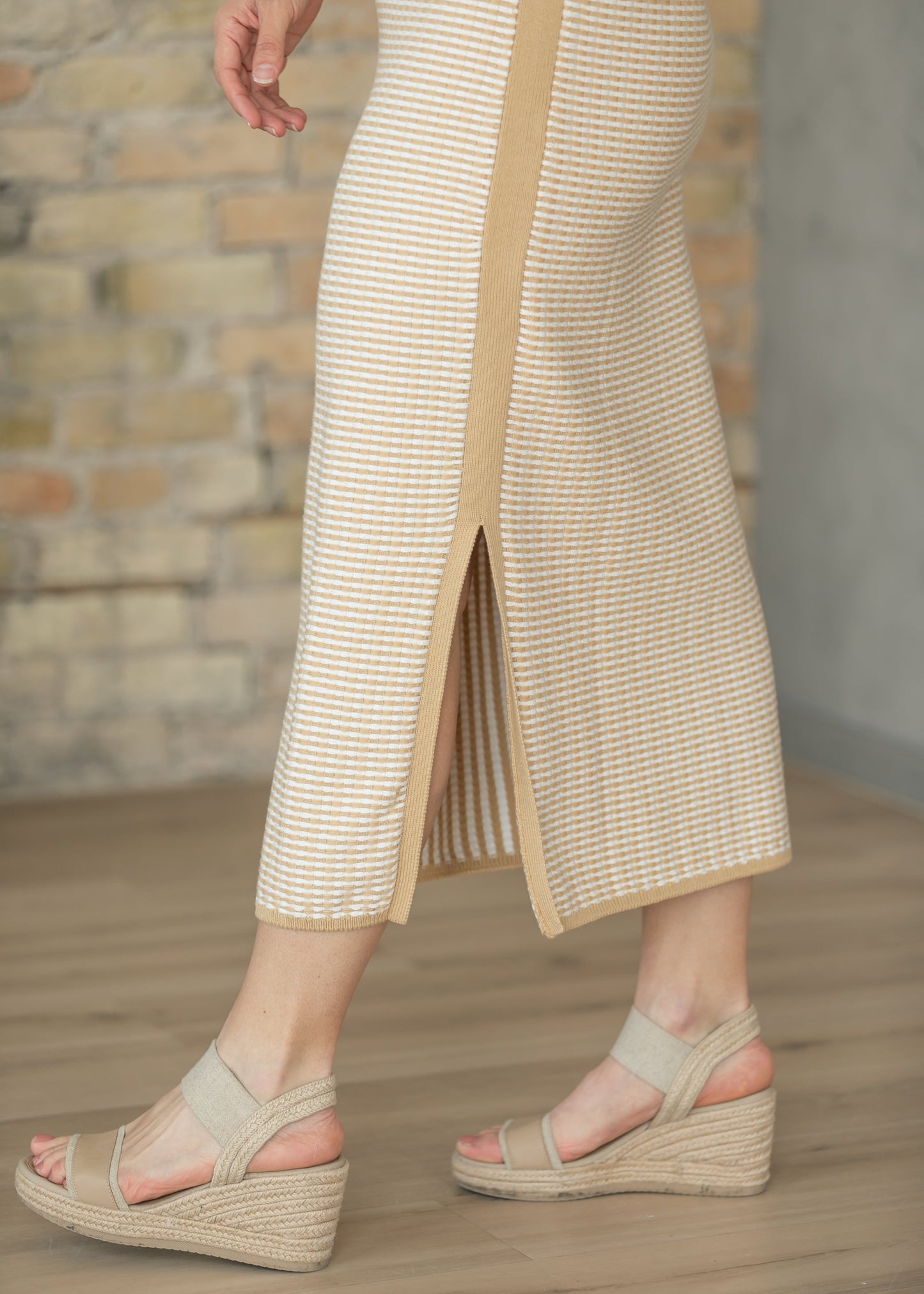 Varley® Tan Aoife Knit Maxi Dress