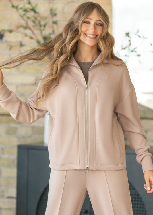 Varley® Taupe Arlene Full Zip Sweatshirt Jacket