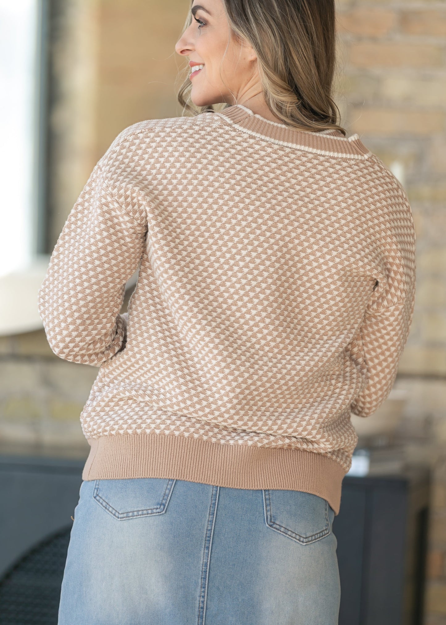 Varley® Taupe Tarran Stitch Knit Cardigan
