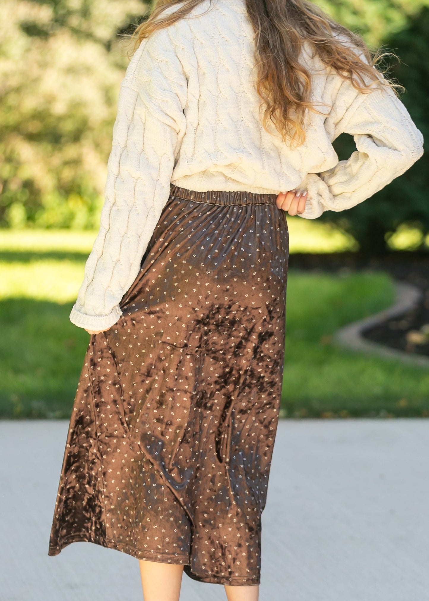 Velvet Ditsy Floral Midi Skirt - FINAL SALE