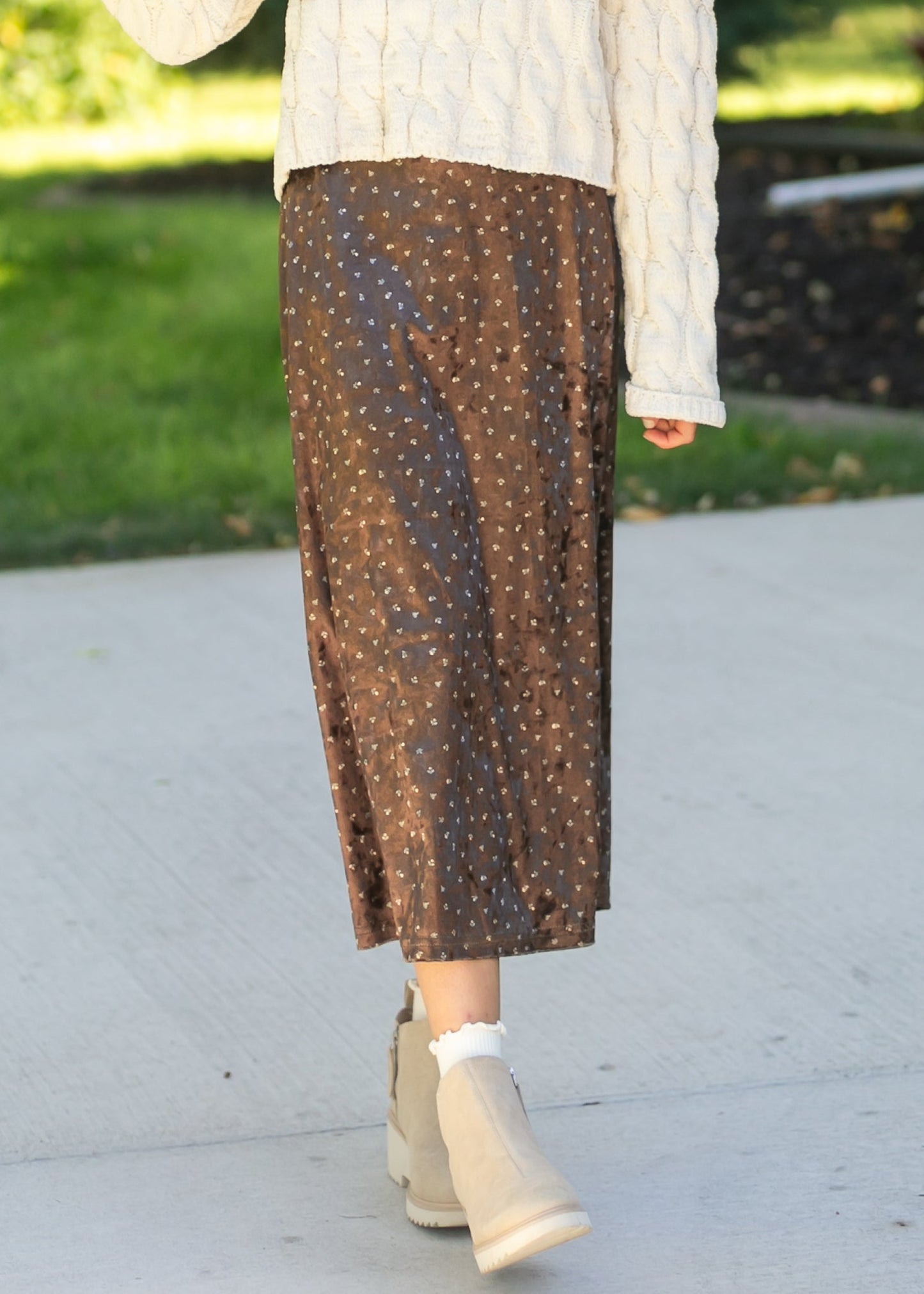 Velvet Ditsy Floral Midi Skirt - FINAL SALE