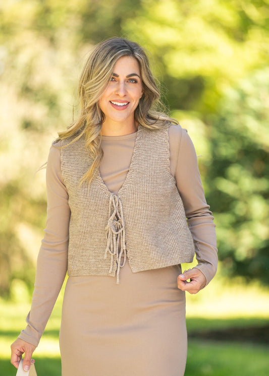 Waffle Knit Front Tie Vest - FINAL SALE