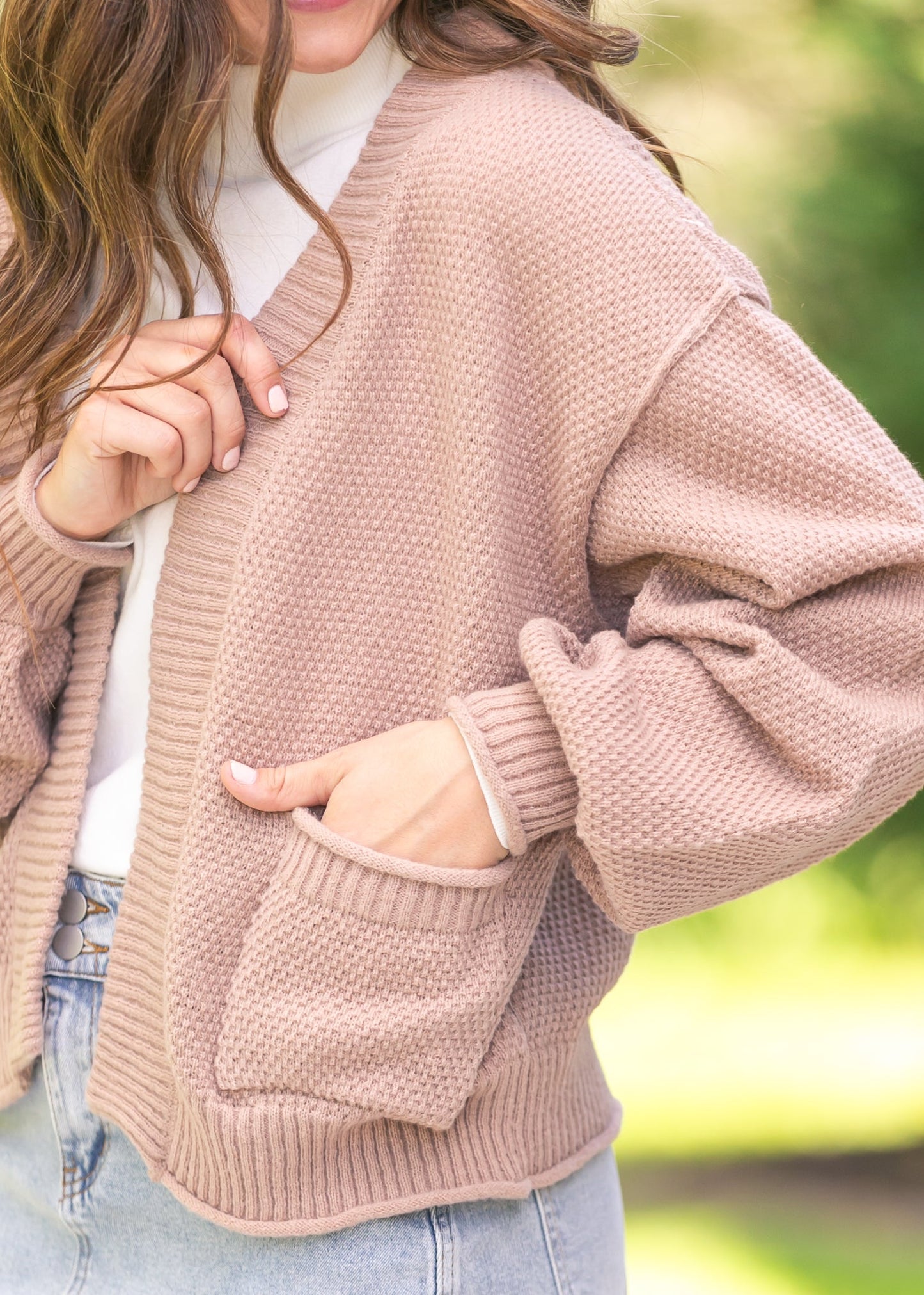 Waffle Knit Open Cardigan - FINAL SALE