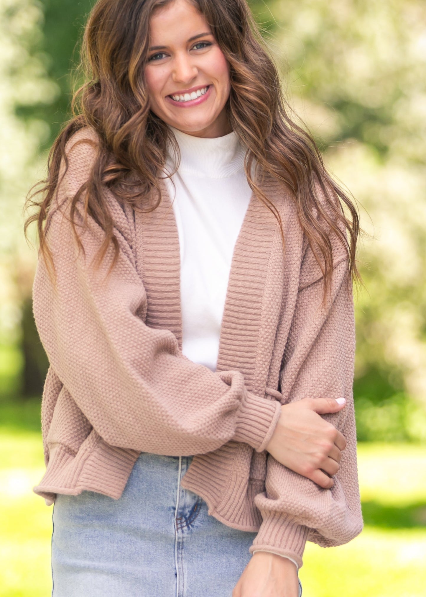 Waffle Knit Open Cardigan - FINAL SALE