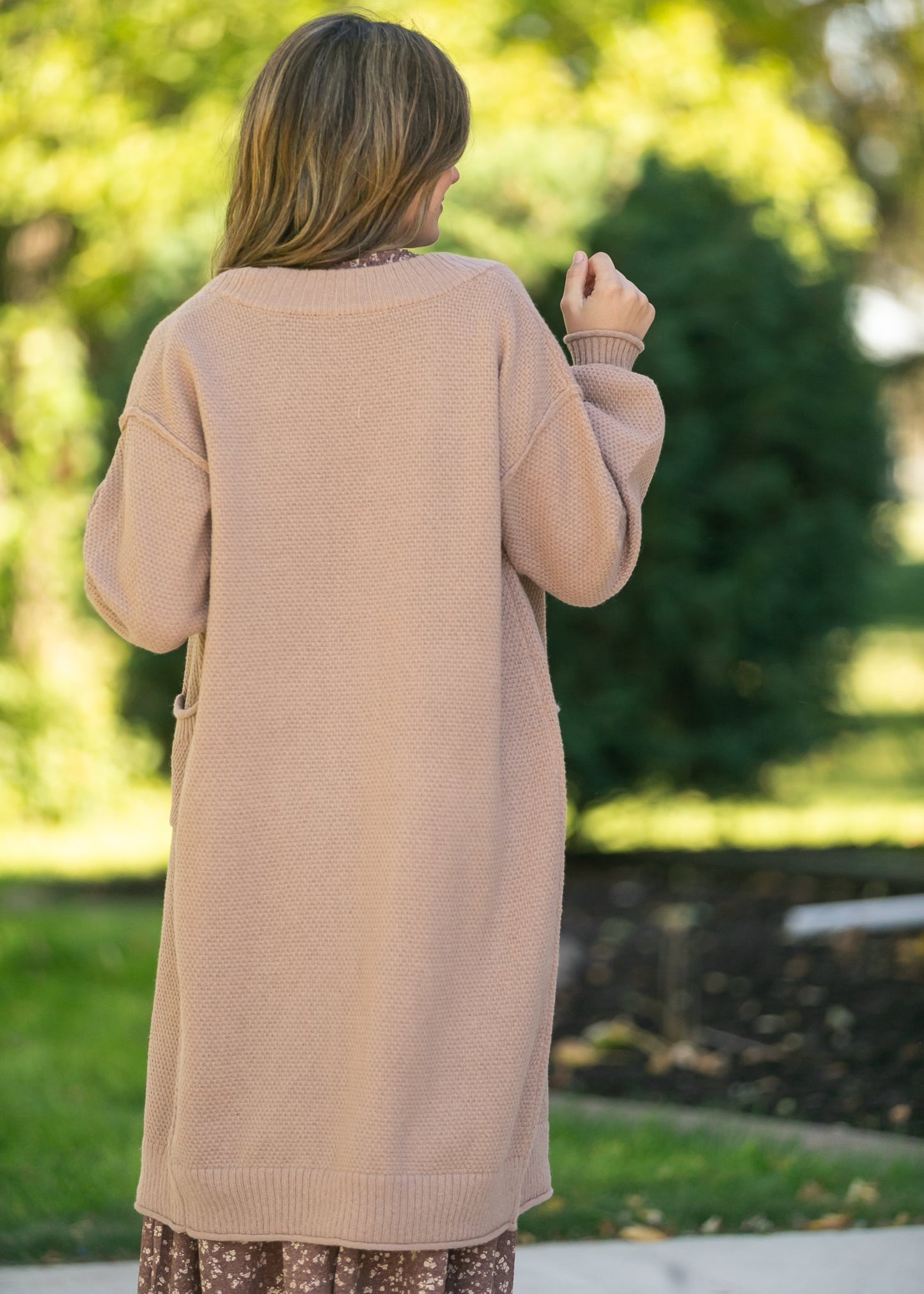 Waffle Knit Open Front Cardigan