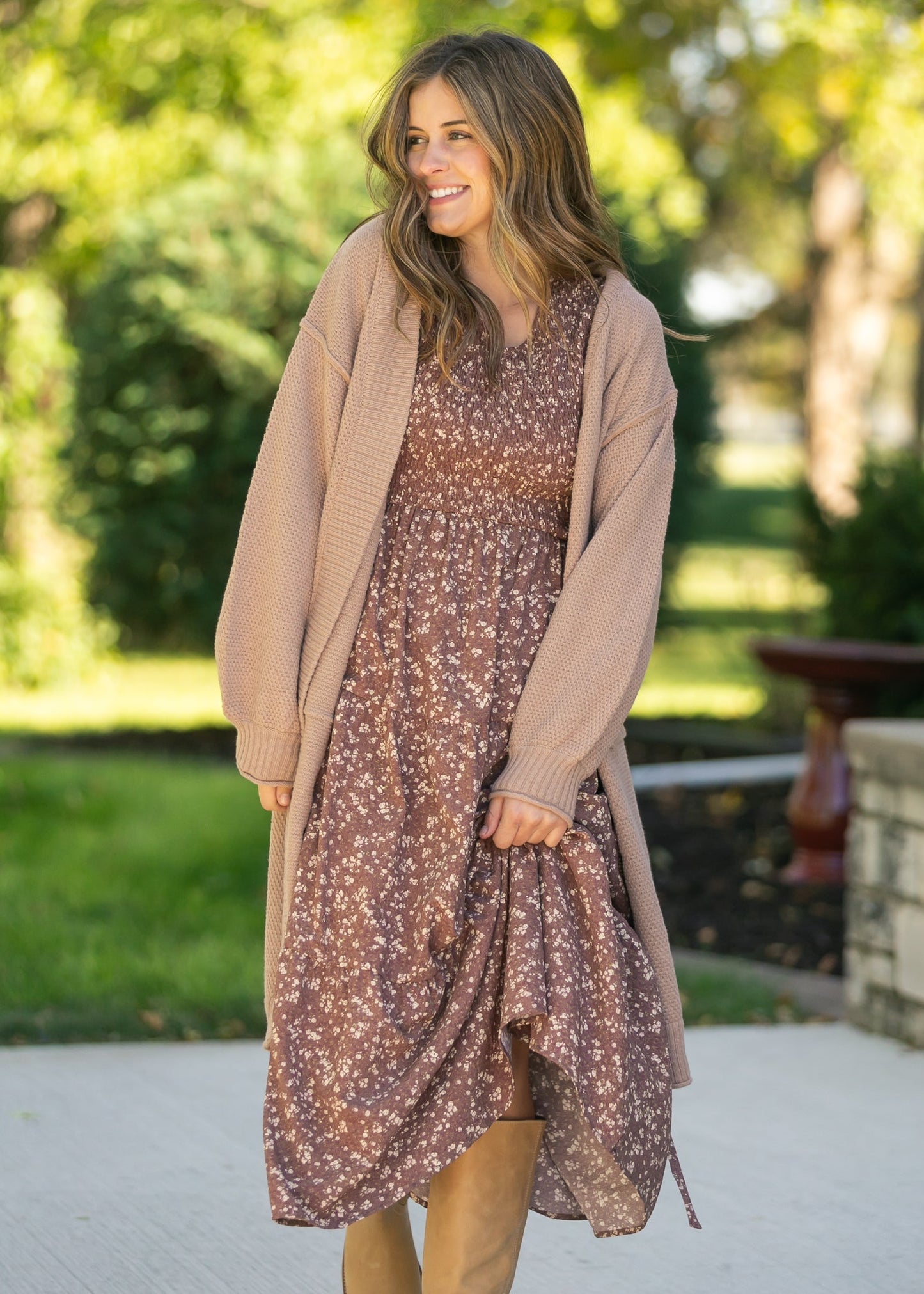 Waffle Knit Open Front Cardigan