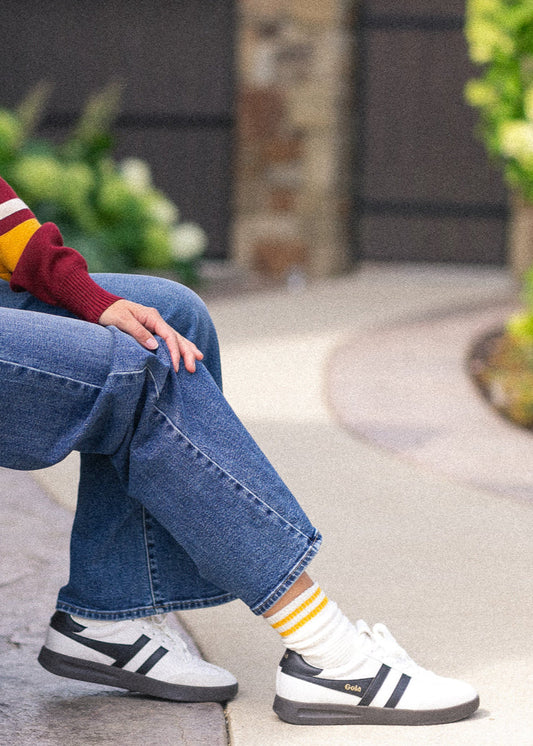 Waffle Pattern Striped Socks - FINAL SALE