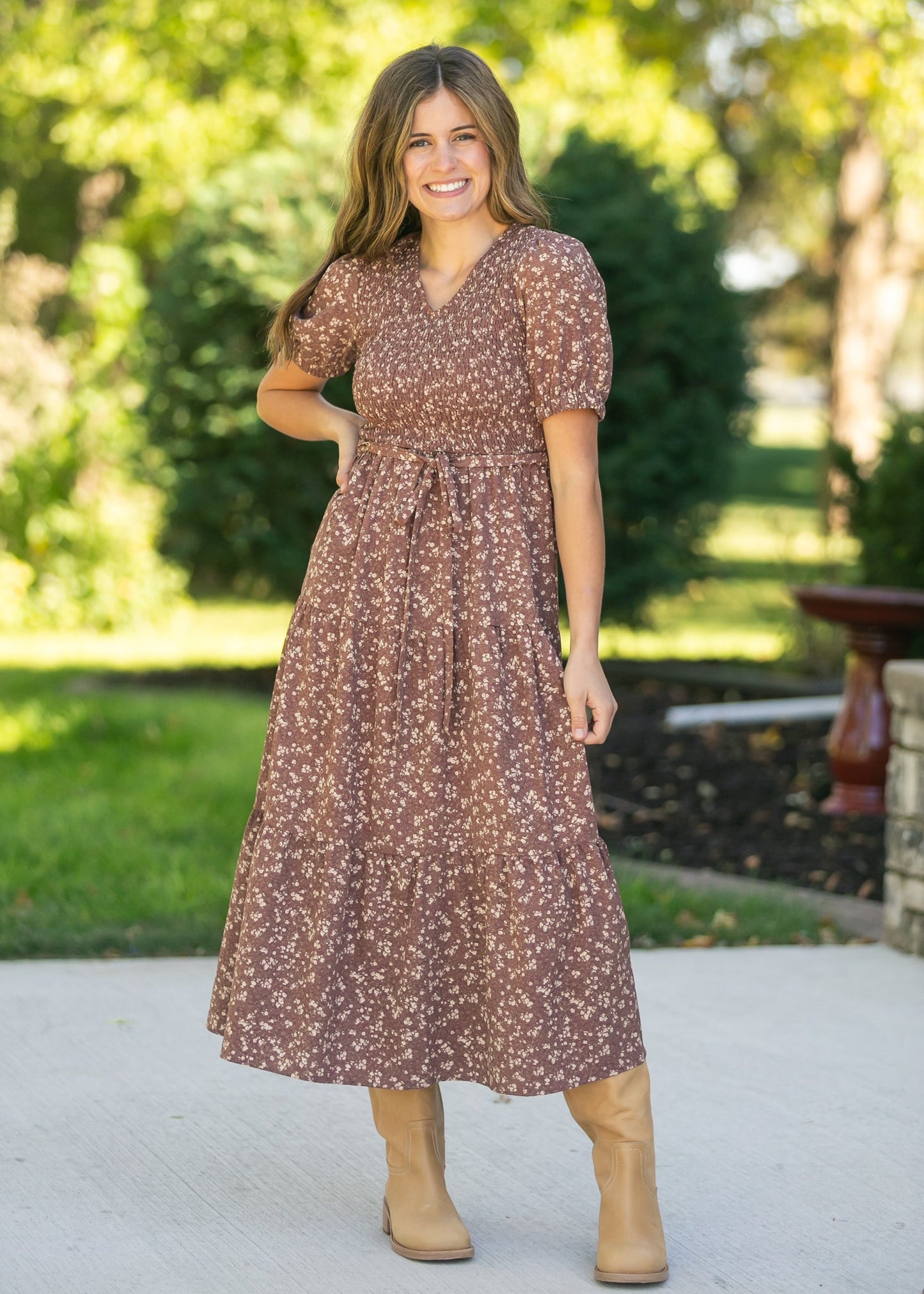 Waist Tie Floral Maxi Dress