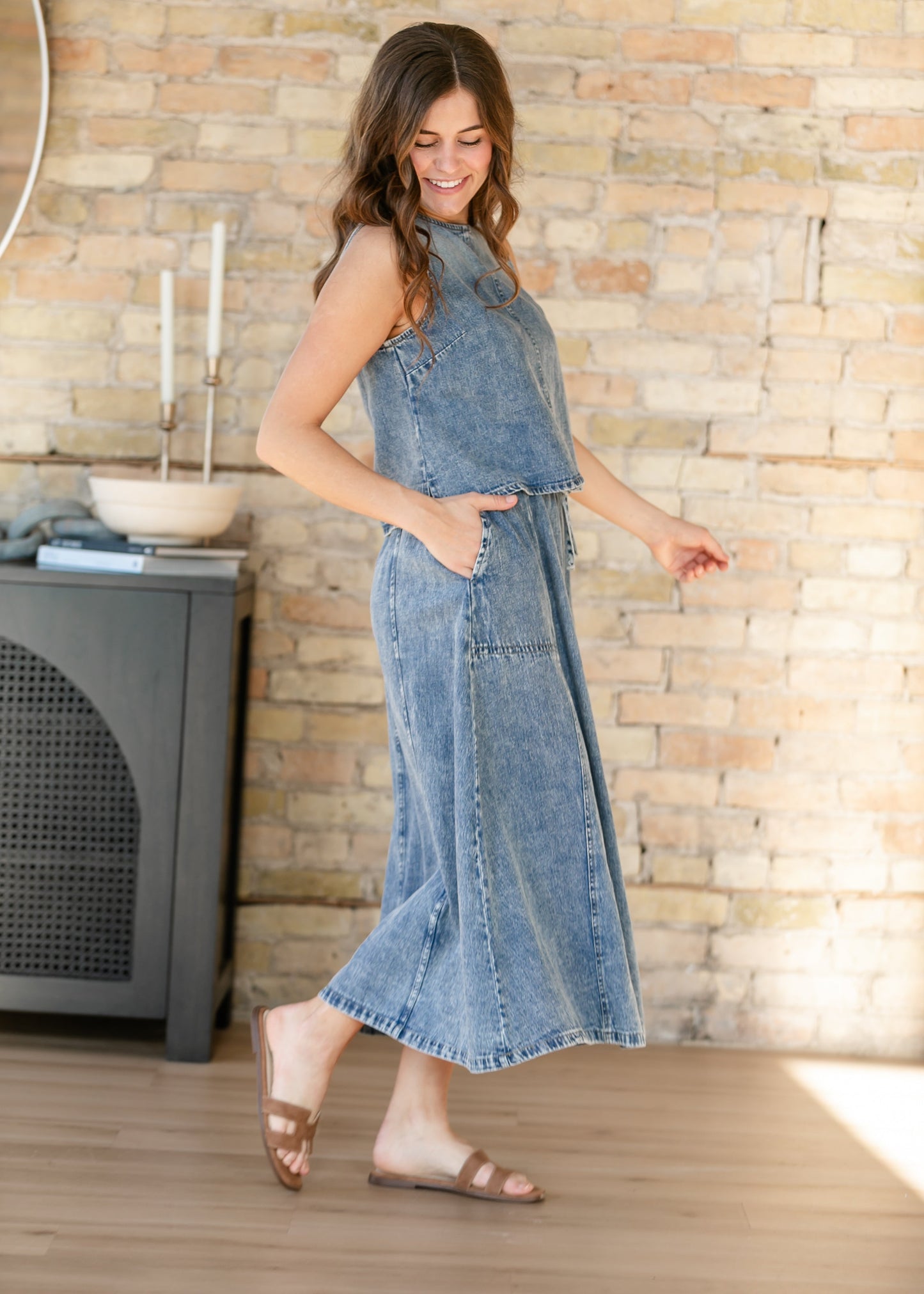 Washed Denim Skirt Set