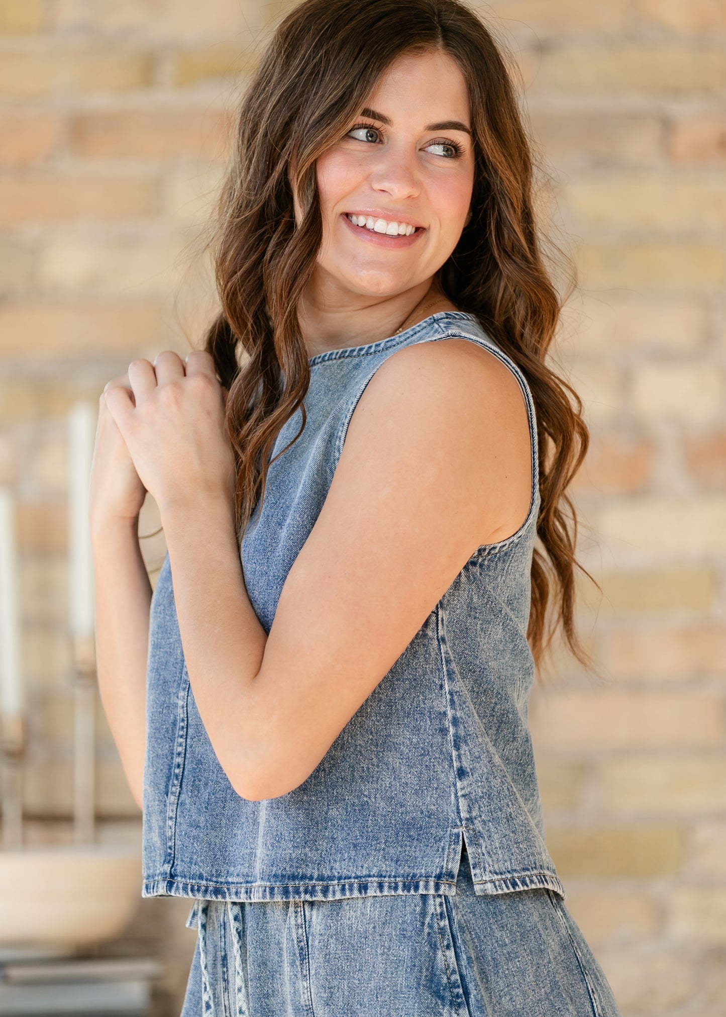 Washed Denim Skirt Set