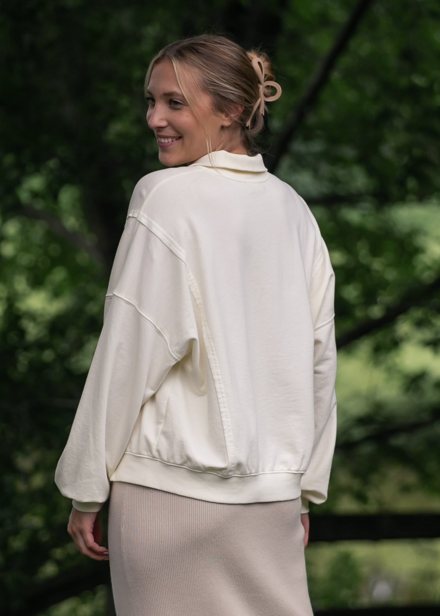 Washed Half Snap Knit Top - FINAL SALE