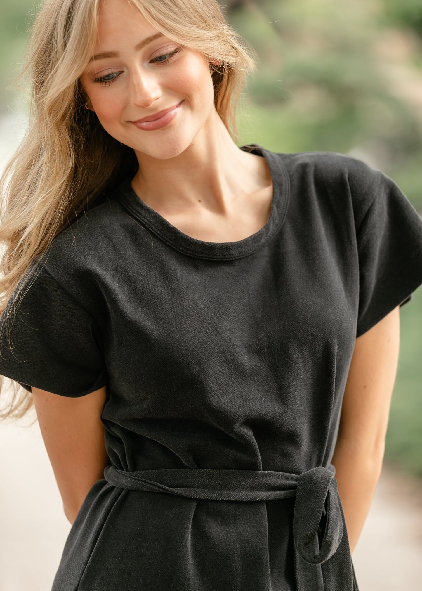 Washed Knit Waist Tie Midi Dress - FINAL SALE