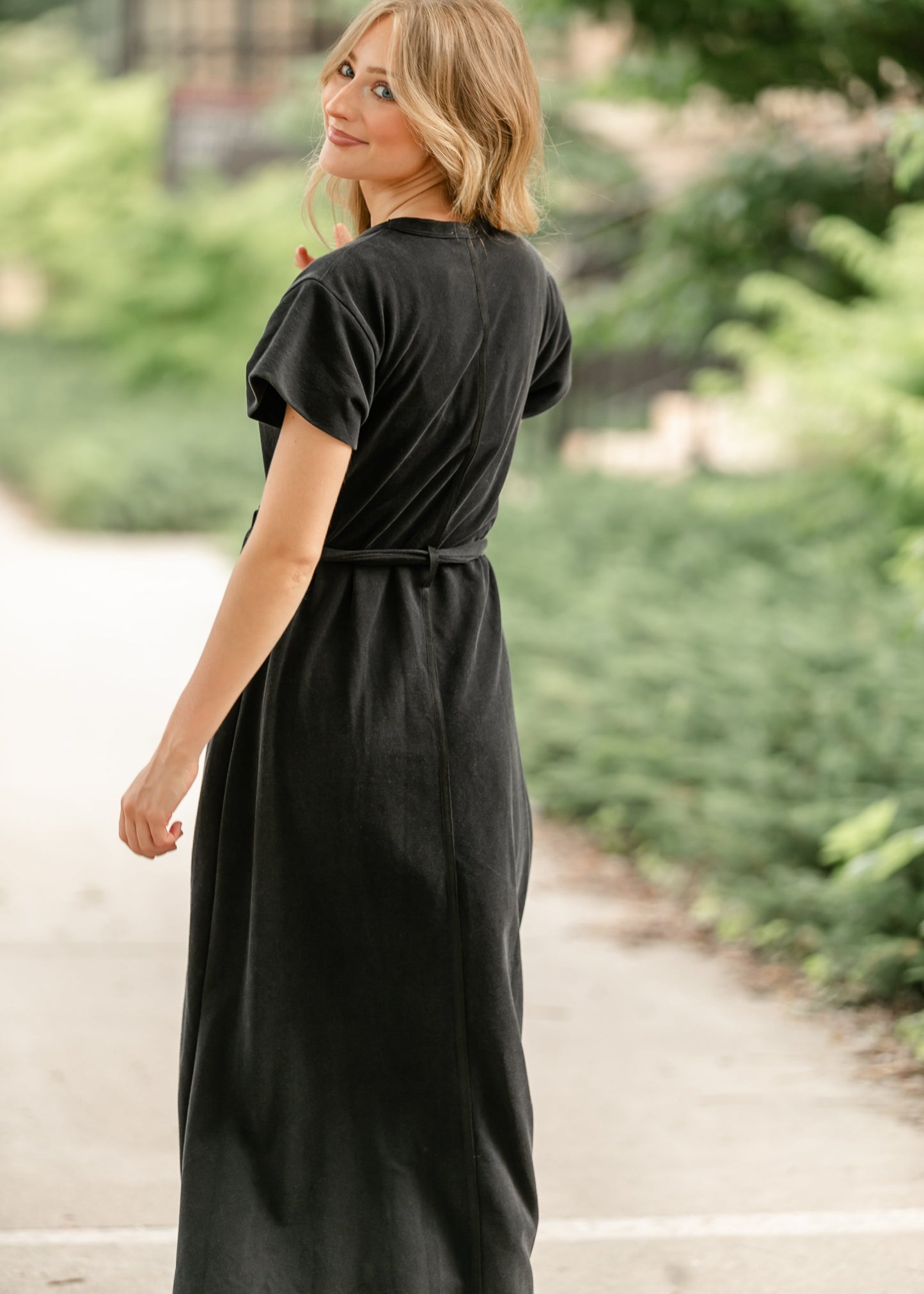 Washed Knit Waist Tie Midi Dress - FINAL SALE