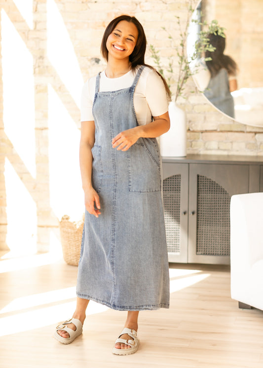 Washed Lyocell Overall Maxi Dress - FINAL SALE